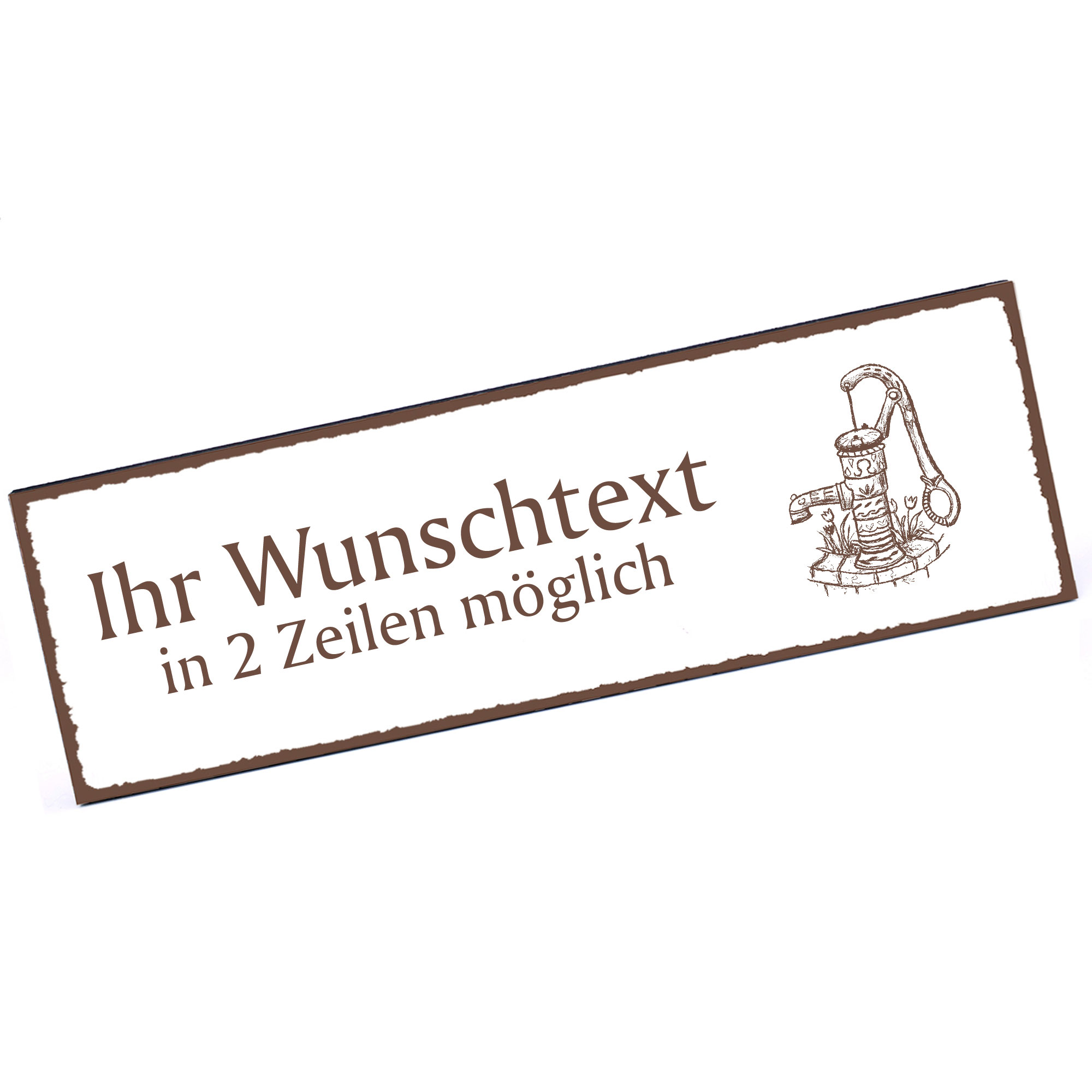 Türschild alter Brunnen  Namensschild personalisiert mit Gravur - 150mm x 50mm - selbstklebend