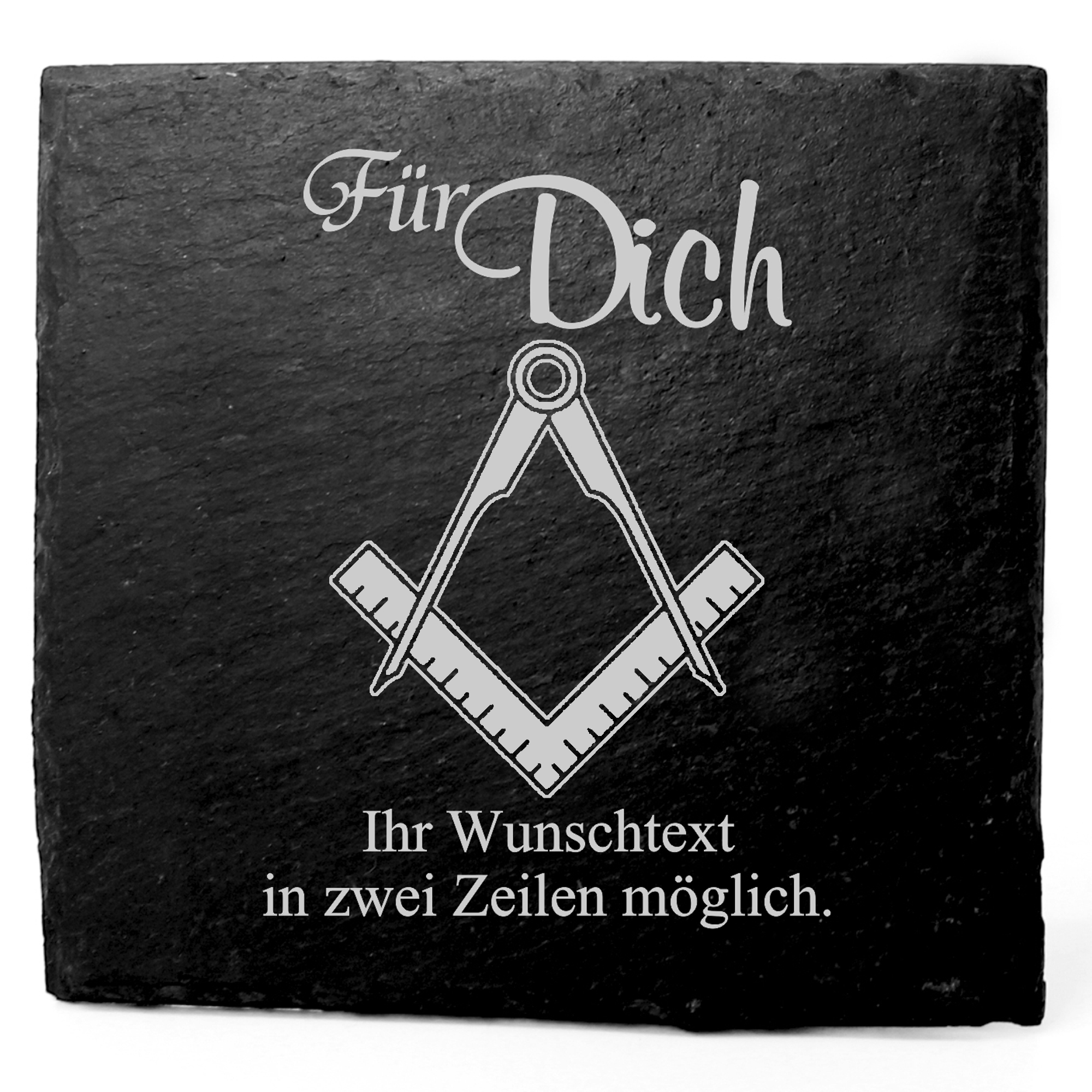 Deko Schiefer Untersetzer personalisiert Freimaurer - Für Dich - 11x11cm