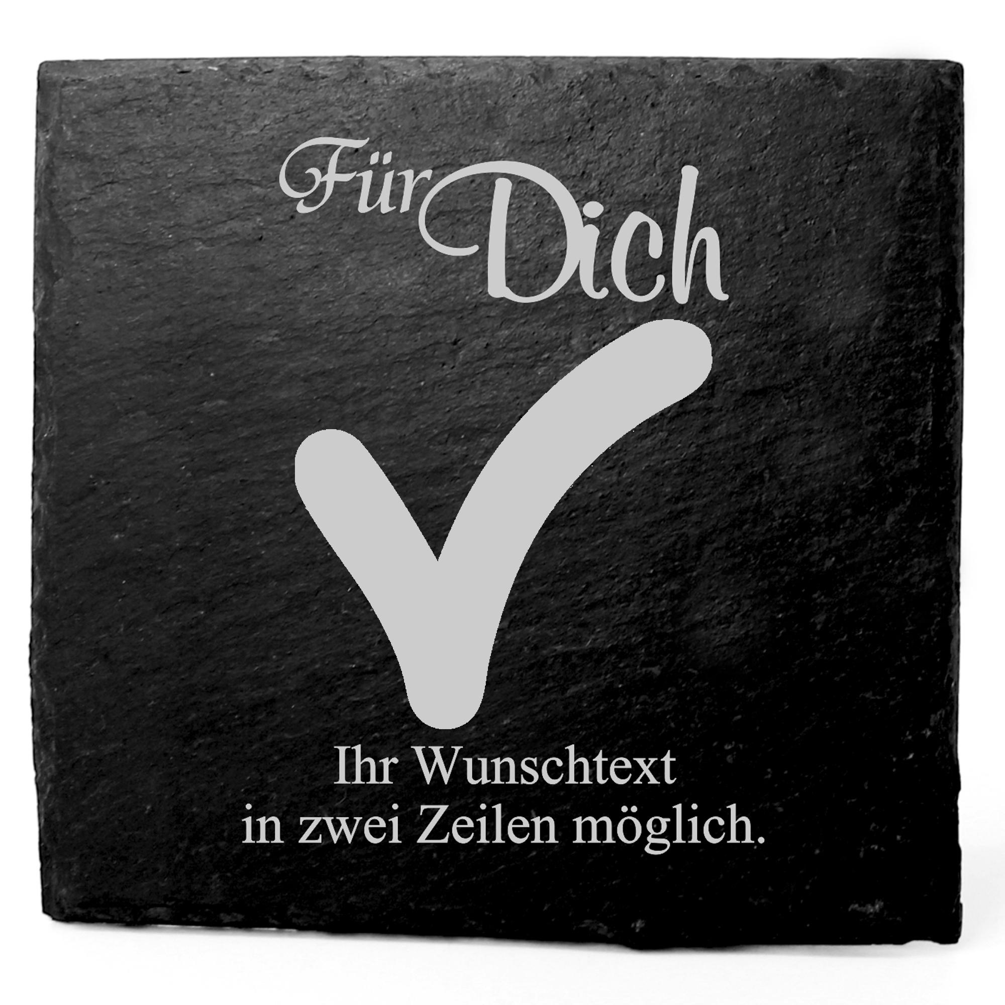 Deko Schiefer Untersetzer personalisiert Häkchen - Für Dich - 11x11cm