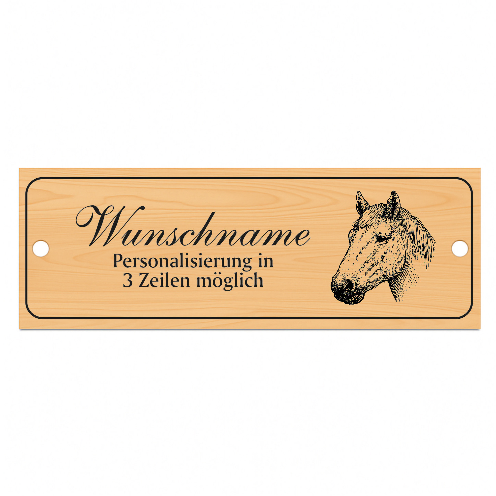 Stallschild Percheron personalisierbar mit Wunschtext – Stalltafel Pferdeschild Pferdebox Holzoptik - 20×7,5 cm