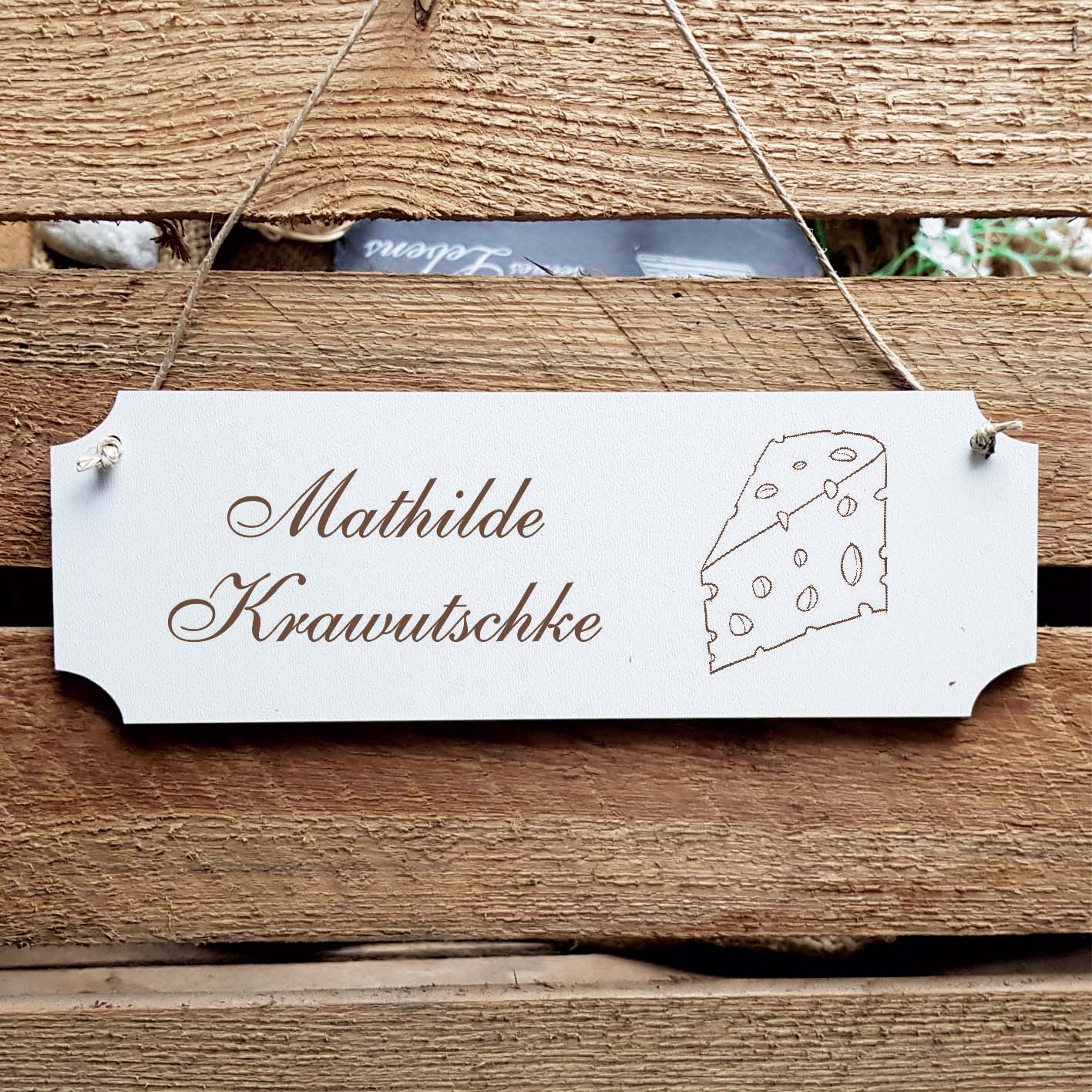 Schild « Käse » Namensschild Türschild zum Anhängen - 20 x 6,7 cm