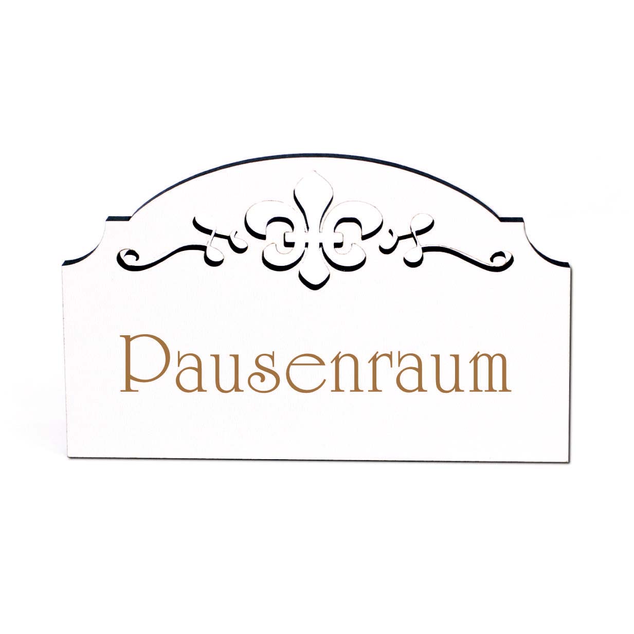 Pausenraum Türschild Schild Holz Gravur Ornament selbstklebend Deko Pause 15,5 x 9,5 cm