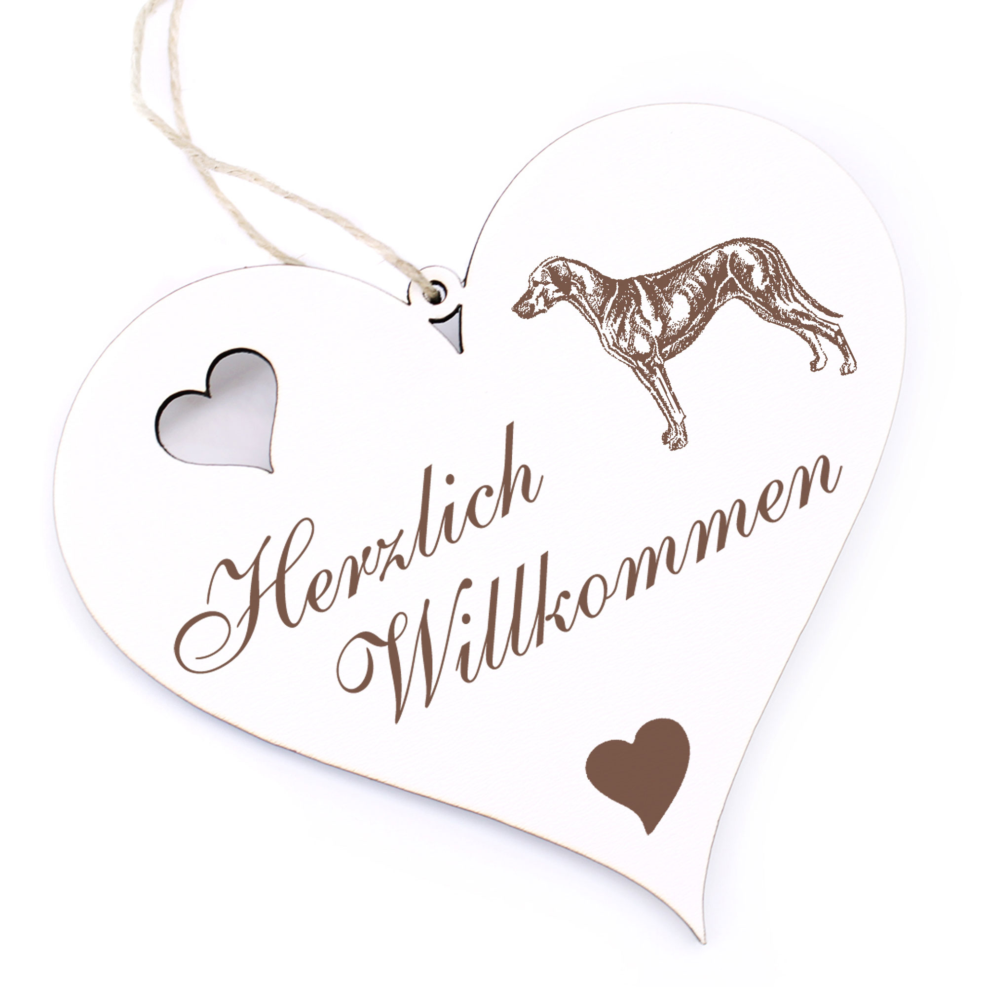 Herzlich Willkommen Schild - Rhodesian Ridgeback - Deko Herz Holz