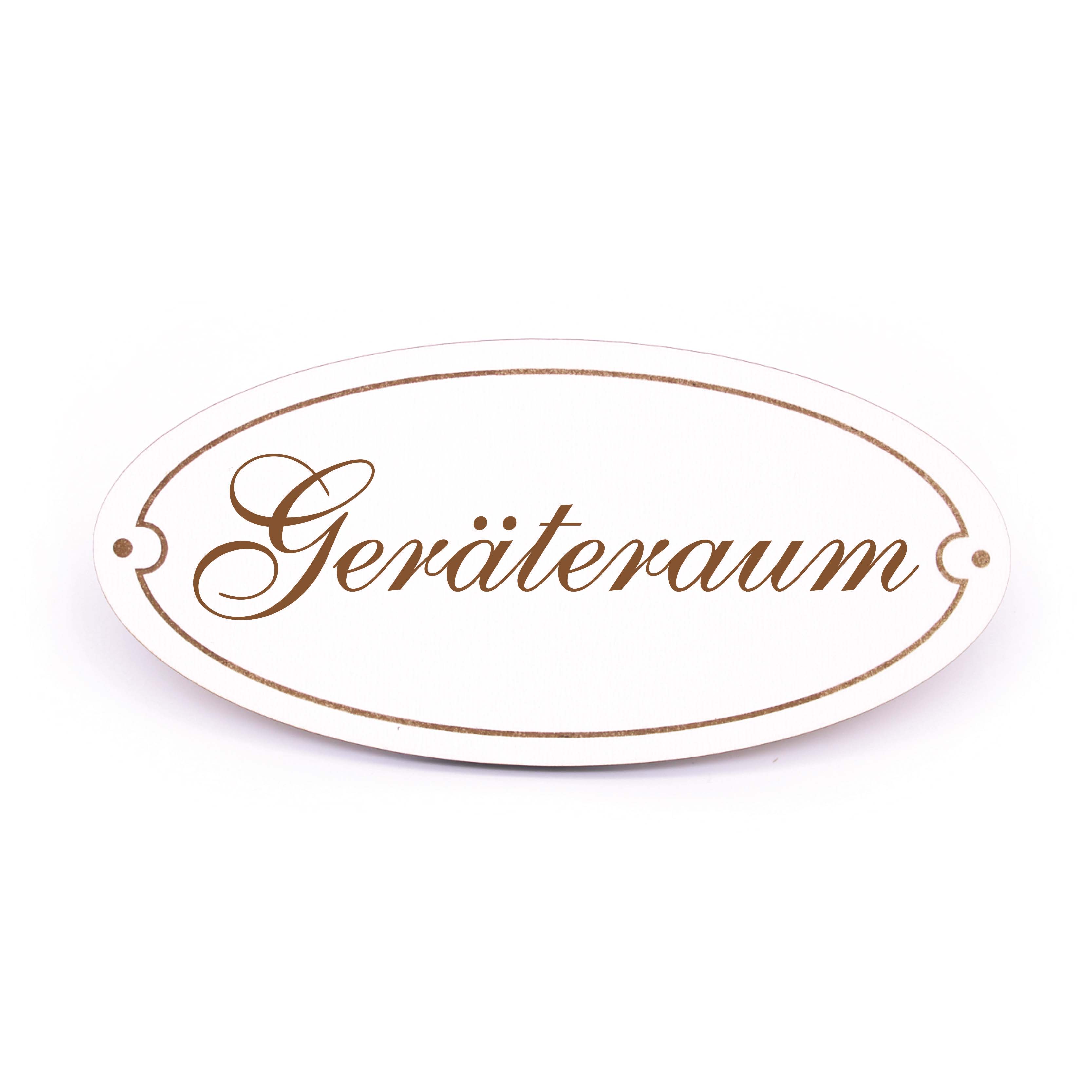 Ovales Türschild Geräteraum - selbstklebend - 15 x 7 cm