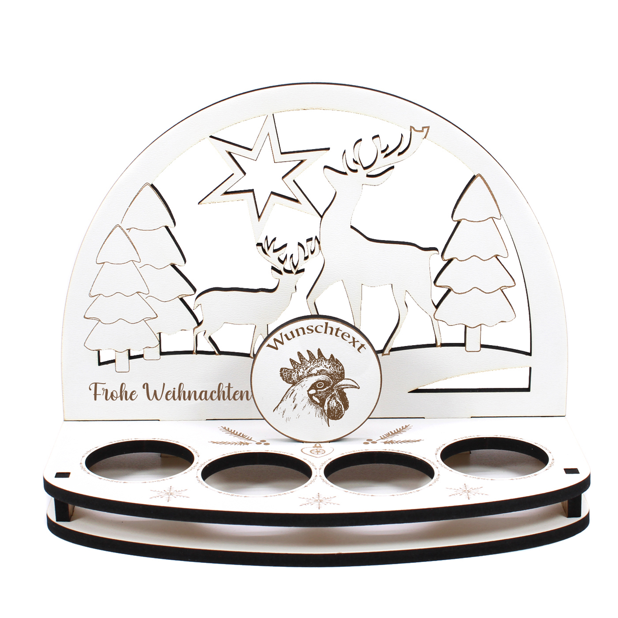 Deko Schwibbogen Hahn Teelichthalter personalisiert Weihnachten Weihnachtsdekoration