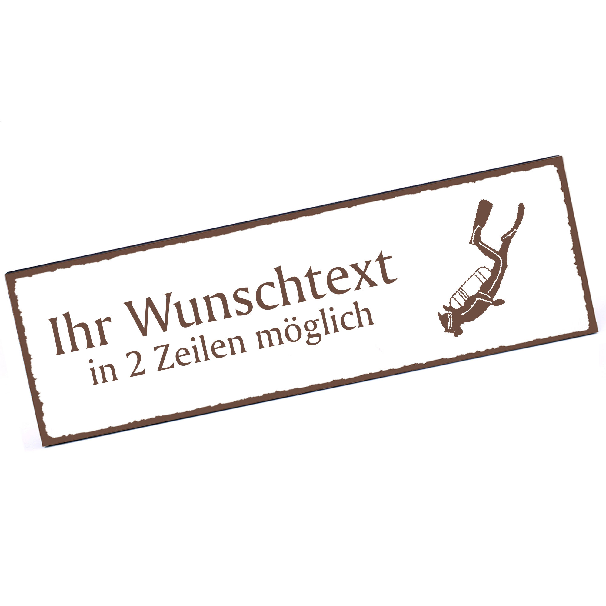 Türschild Taucher  Namensschild personalisiert mit Gravur - 150mm x 50mm - selbstklebend