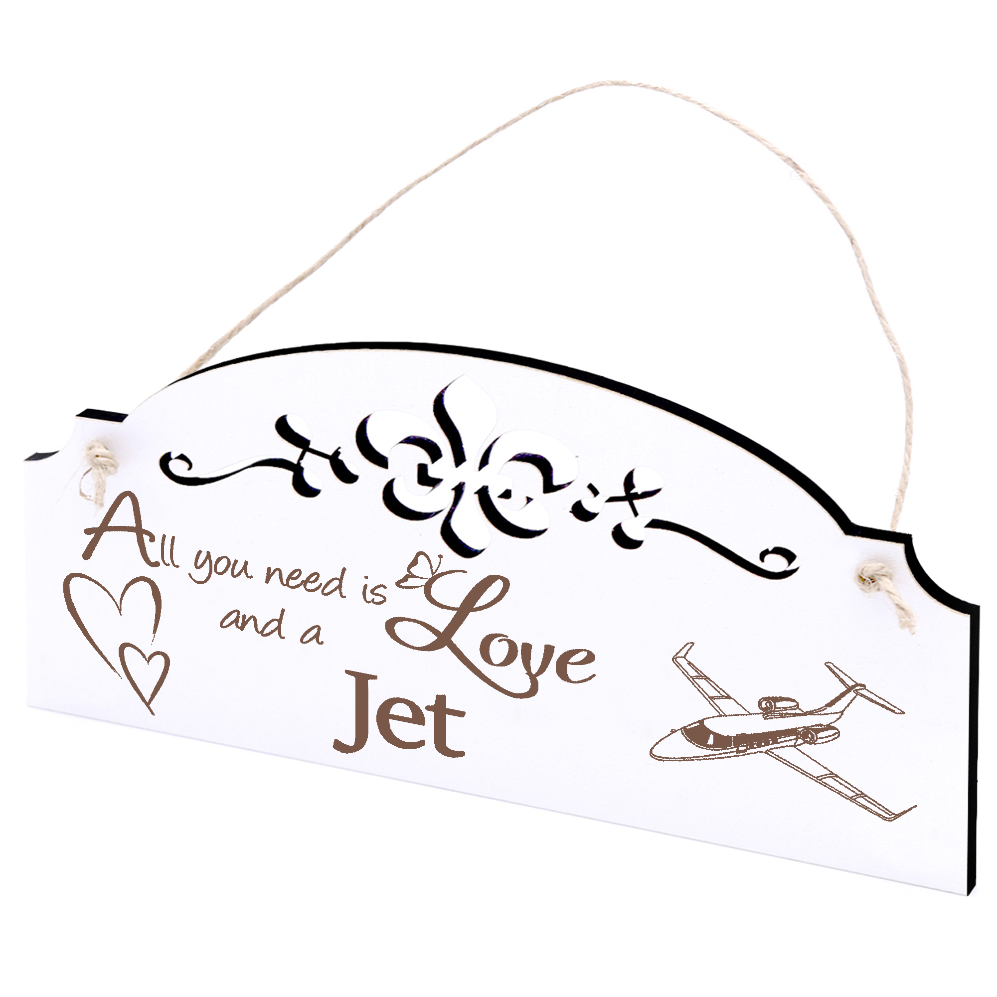 Schild Jet Deko 20x10cm - All you need is Love and a Jet - Holz