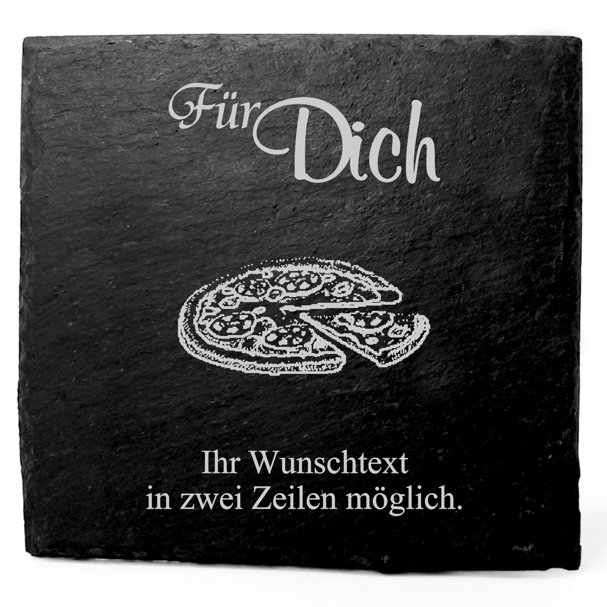 Deko Schiefer Untersetzer personalisiert Pizza - Für Dich - 11x11cm
