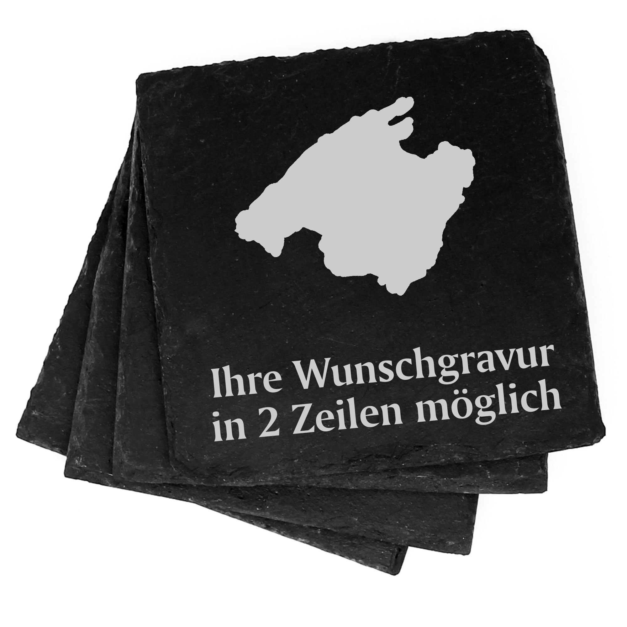 4x Insel Mallorca Deko Schiefer Untersetzer Wunschgravur Set - 11 x 11 cm