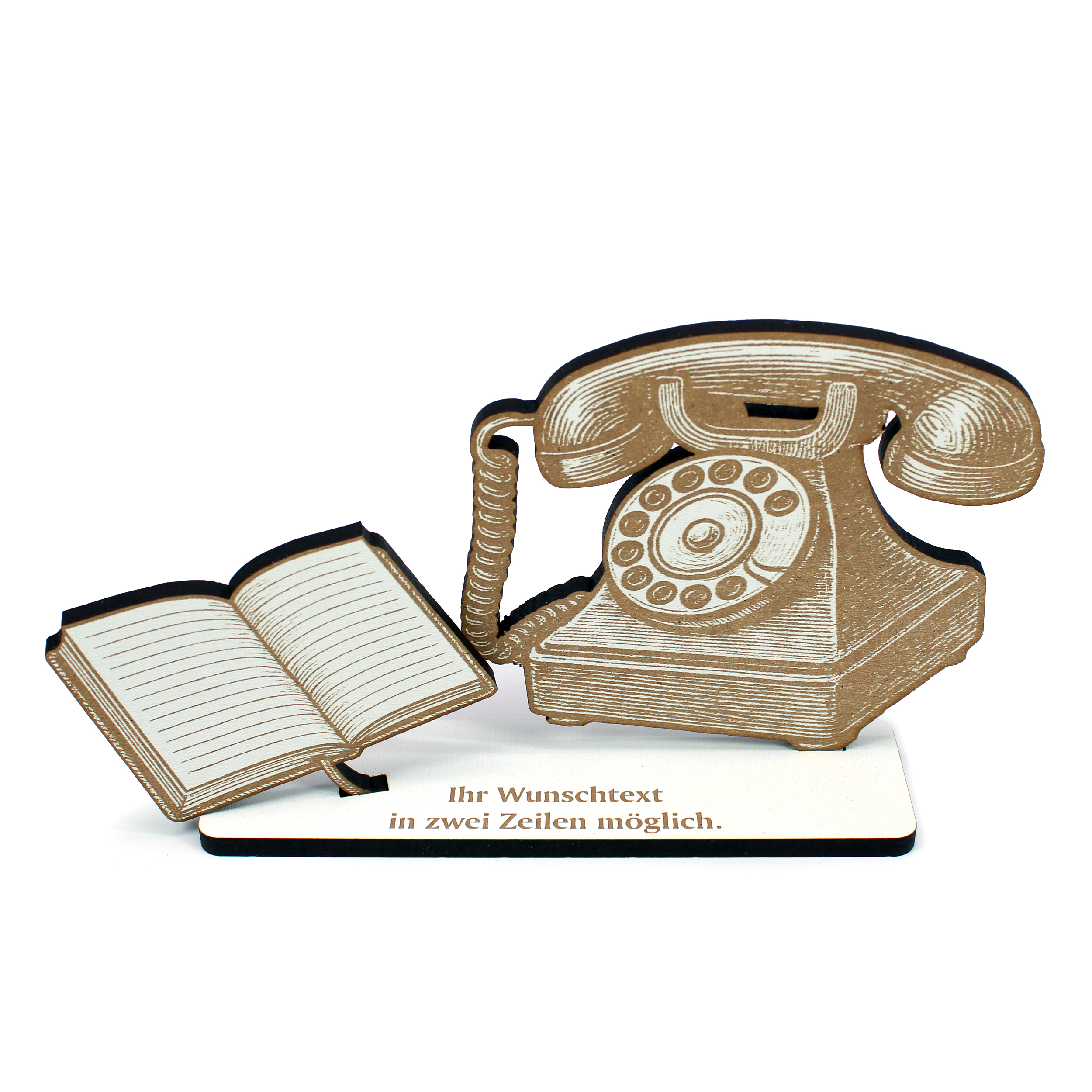 Aufsteller Geldgeschenk Vintage Telefon –  Retro Deko Geschenk Telefon & Notizbuch – 15×11 cm