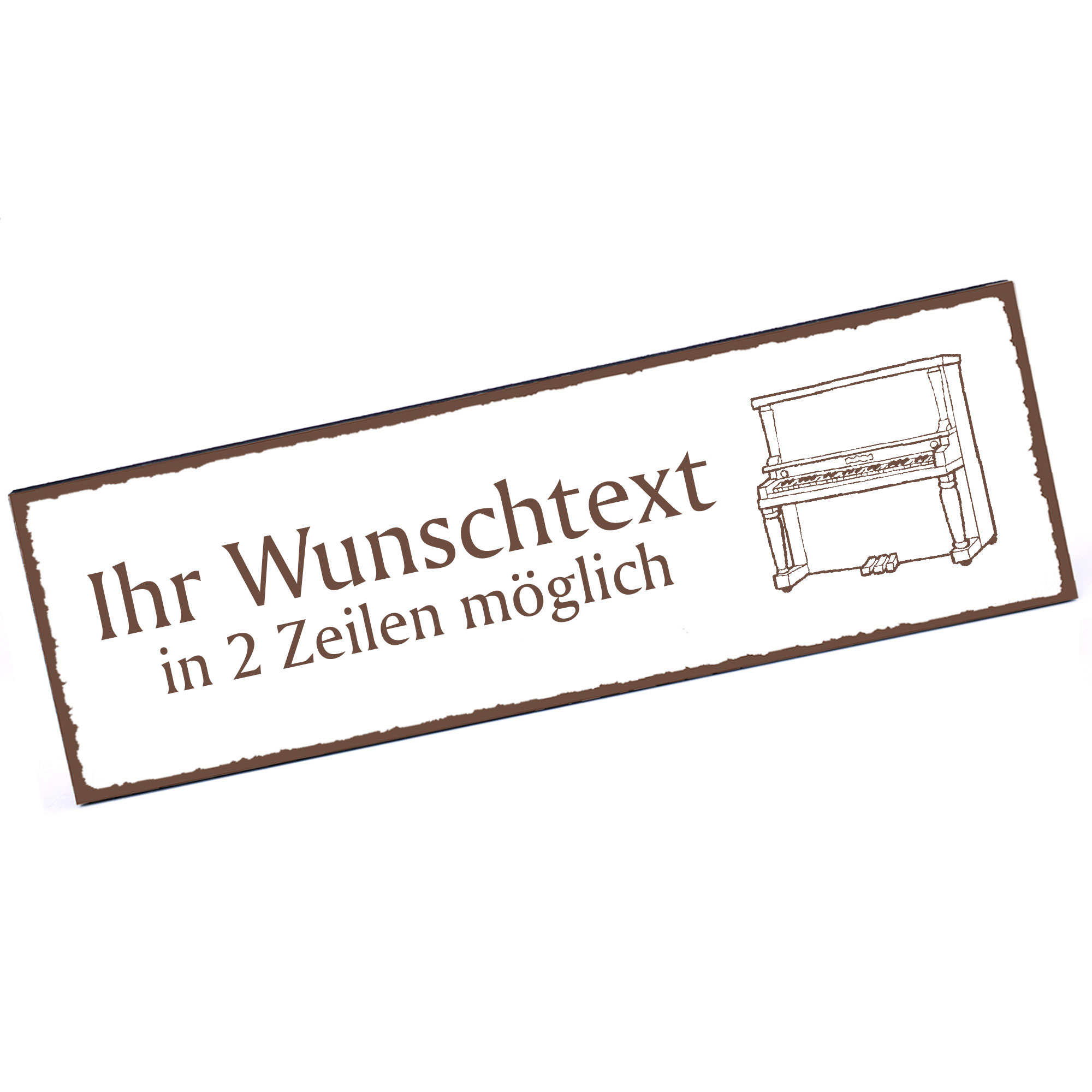 Türschild Klavier  Namensschild personalisiert mit Gravur - 150mm x 50mm - selbstklebend