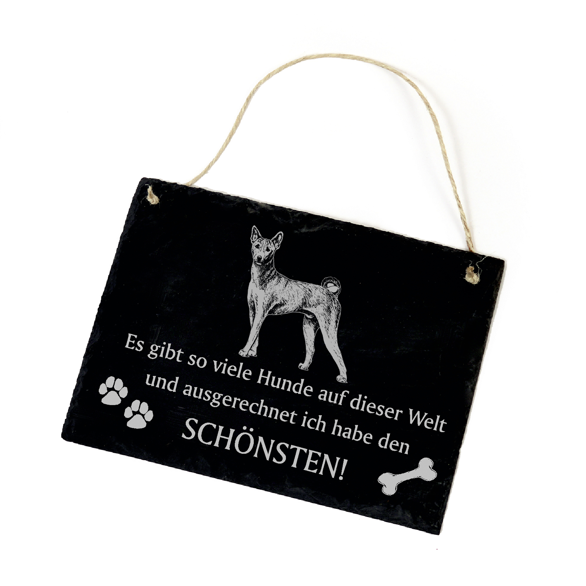 Hundeschild Basenji Schild aus Schiefer - Ich habe den schönsten - 22cm x 16cm