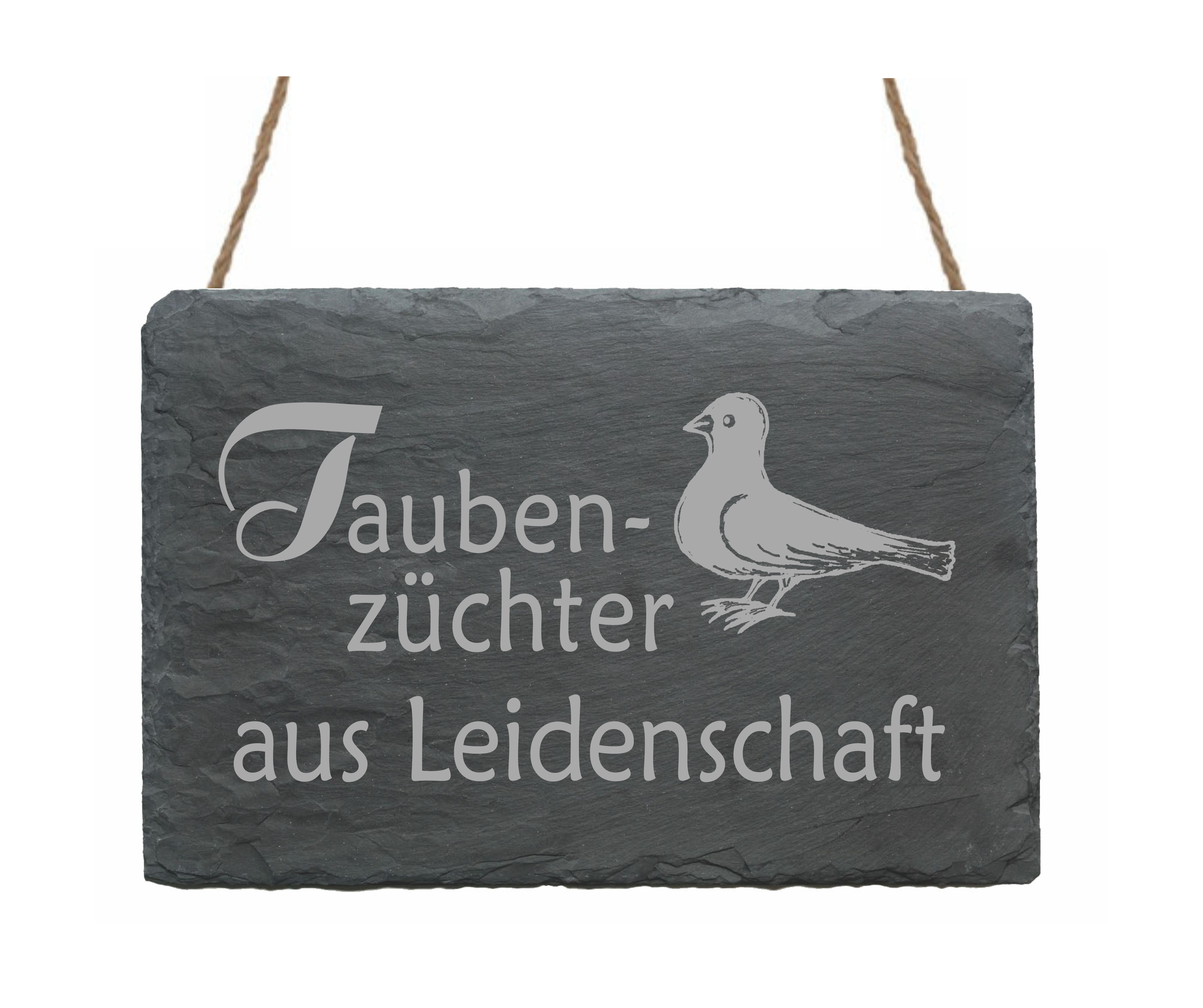 Schiefertafel « TAUBENZÜCHTER aus LEIDENSCHAFT » Motiv Taube