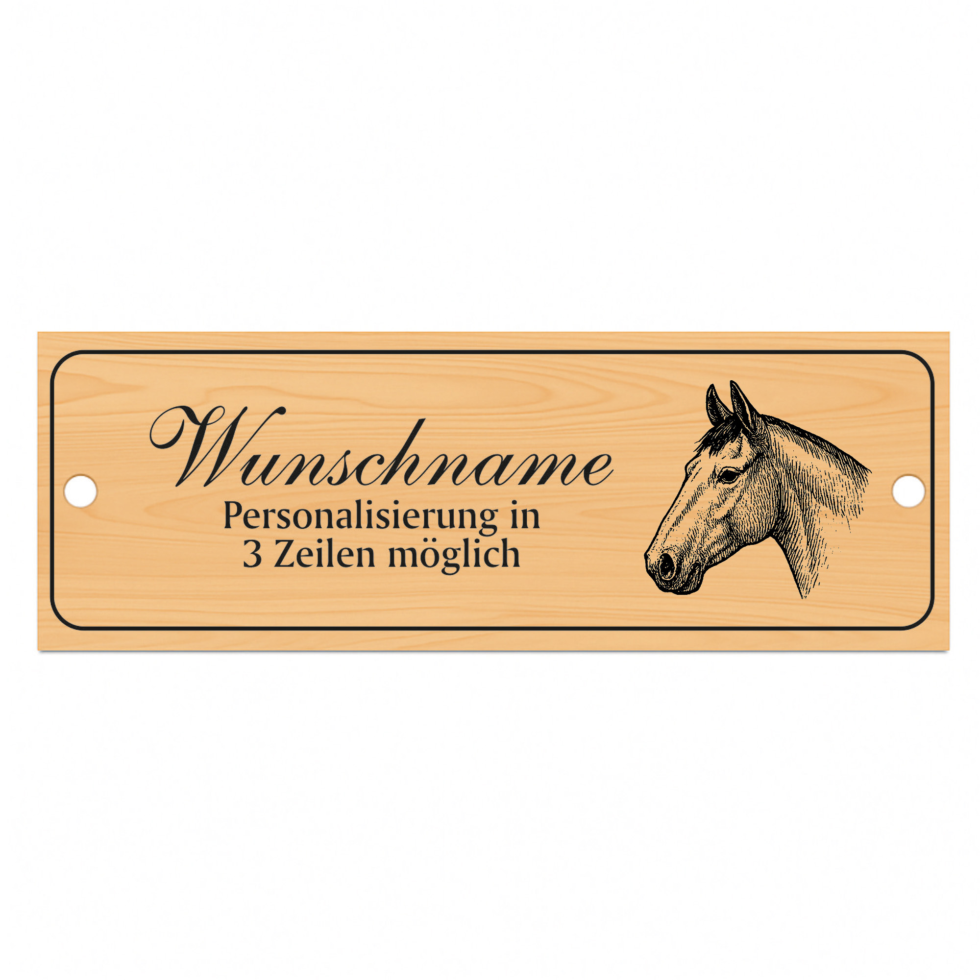 Stallschild Trakehner personalisierbar mit Wunschtext – Stalltafel Pferdeschild Pferdebox Holzoptik - 20×7,5 cm