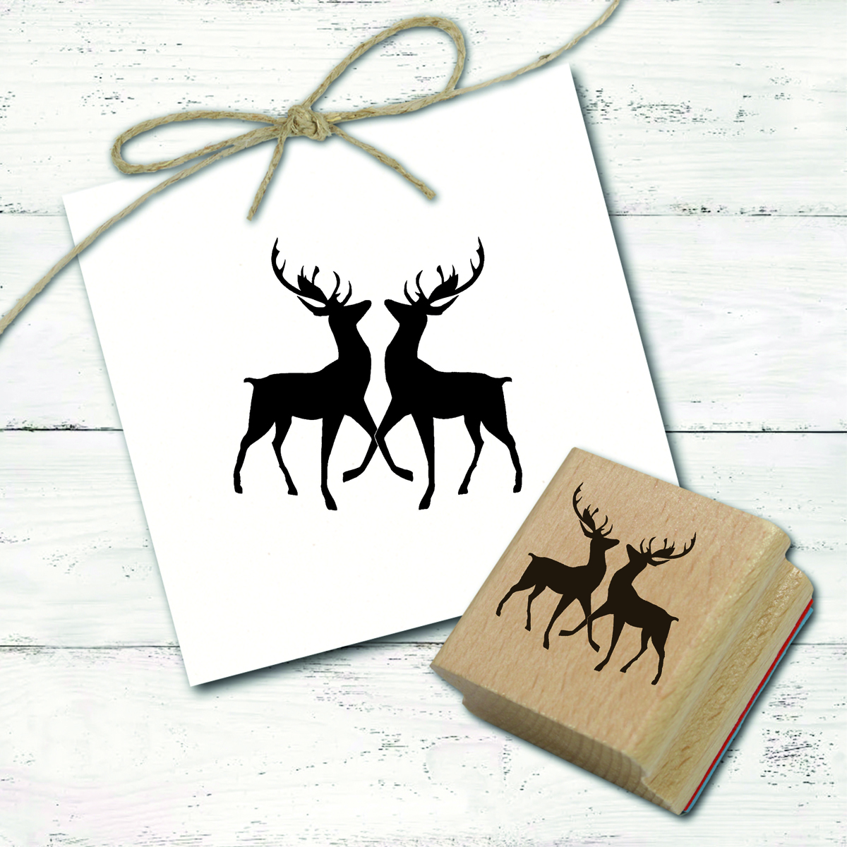 Motivstempel Rentiere Stempel - Holzstempel Weihnachten 48mm x 46mm  
