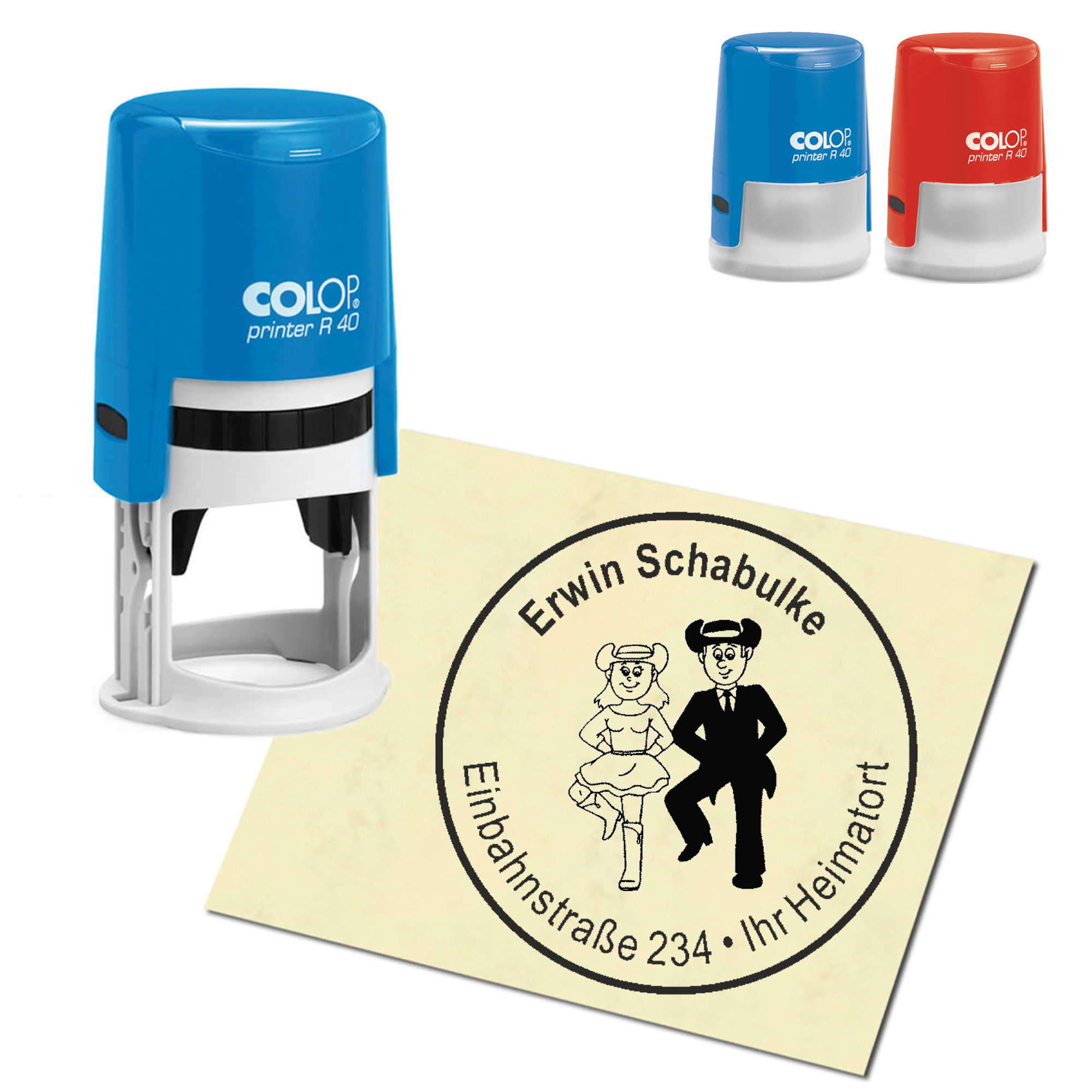Stempel Adressstempel personalisiert - Linedance - rund &empty; 40mm