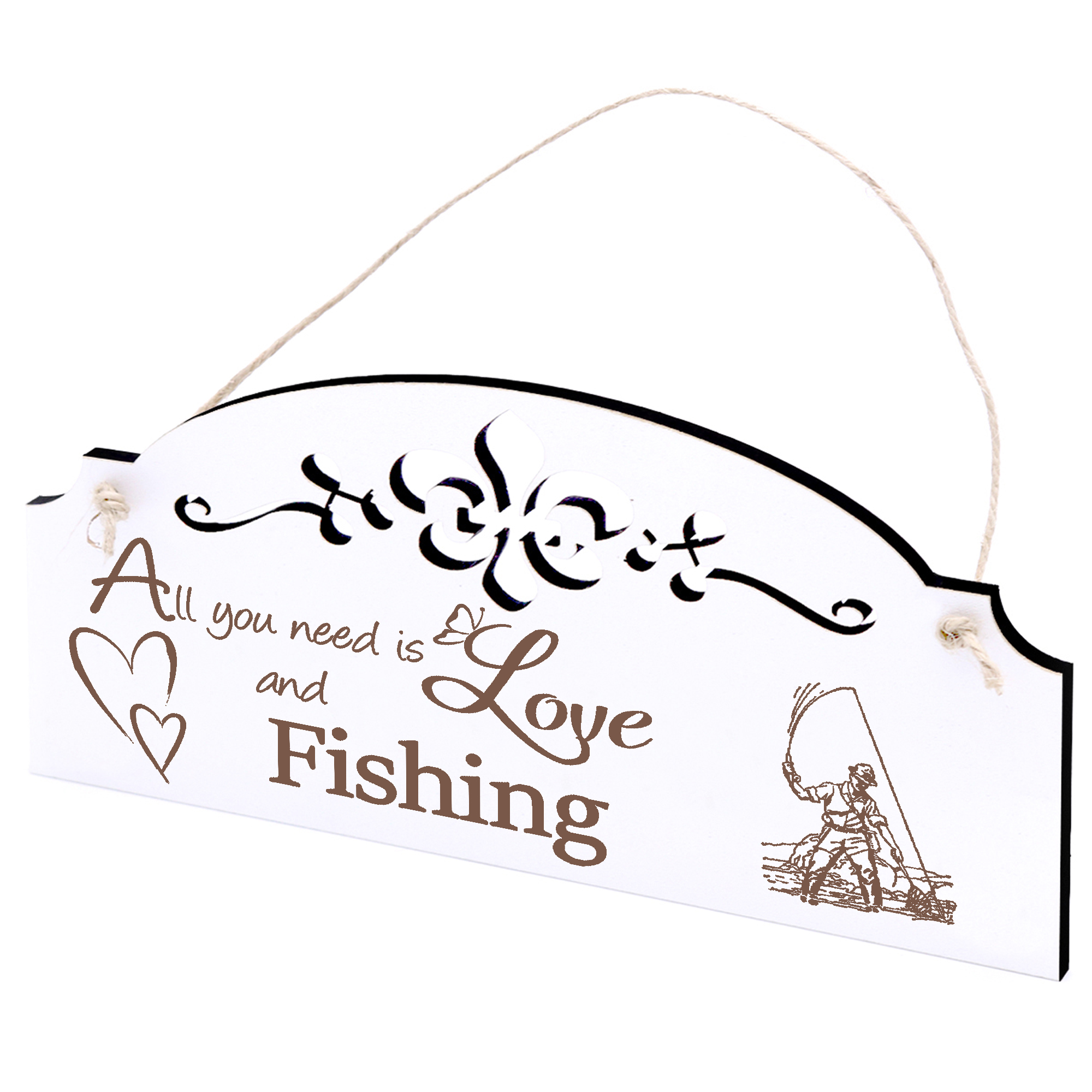 Schild Fischer Deko 20x10cm - All you need is Love and Fishing - Holz