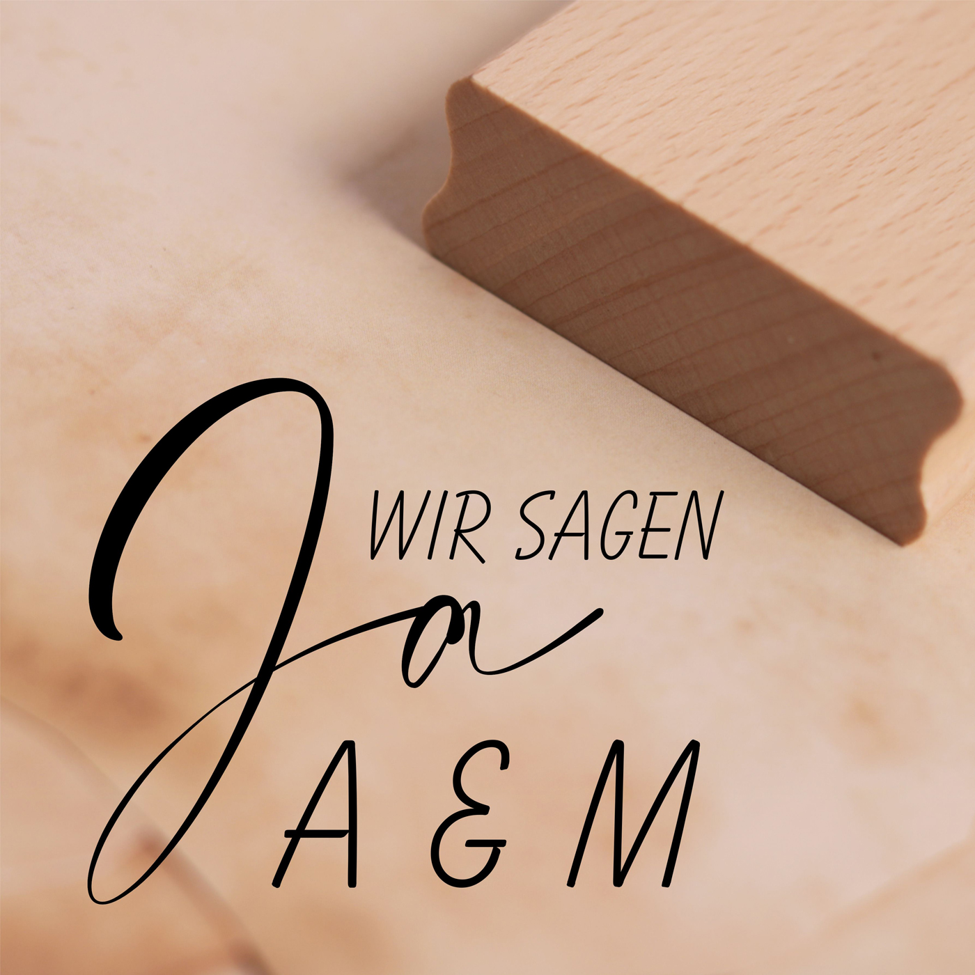 Motivstempel Hochzeit Wir sagen Ja + Initialen Stempel Hochzeitsstempel 48 x 40 mm