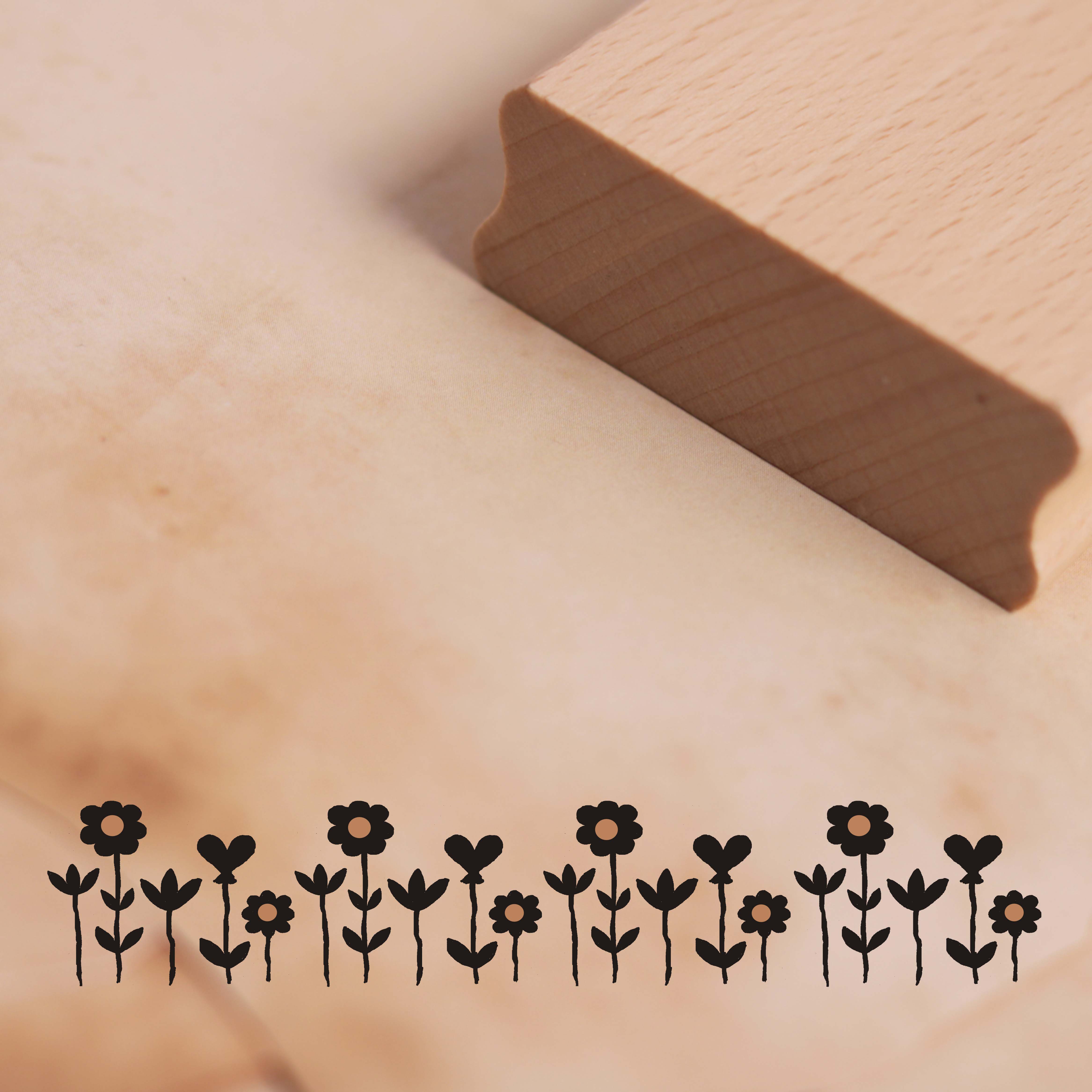 Motivstempel Blumen Herz Bordüre Stempel 98mm x 17mm