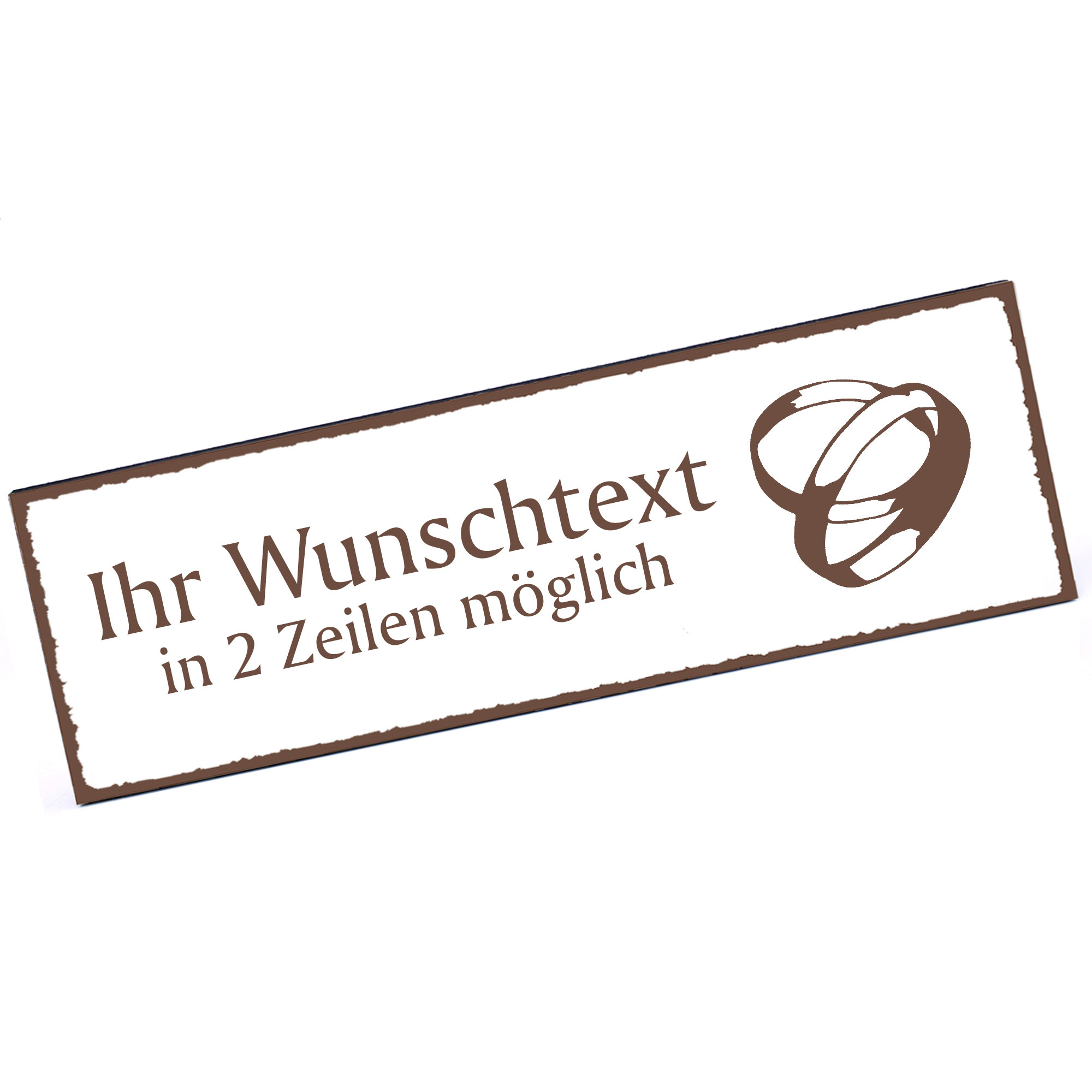 Türschild Eheringe  Namensschild personalisiert mit Gravur - 150mm x 50mm - selbstklebend