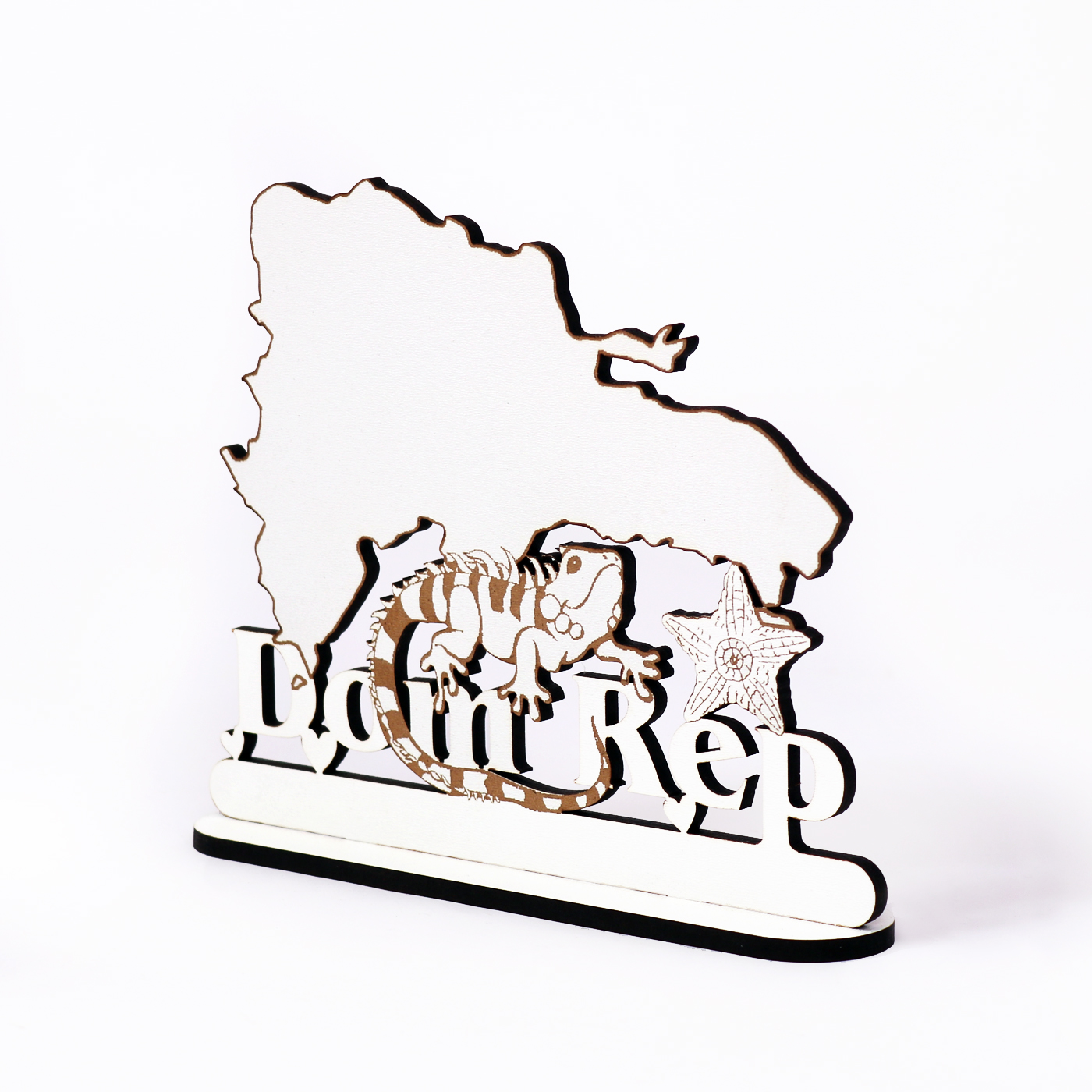 Schild « Dom Rep » zum Hinstellen - Dominikanische Republik - Leguan Seestern