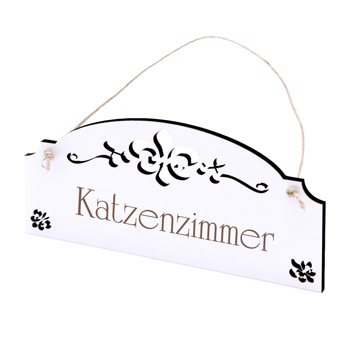 Schild Katzenzimmer - Vintage Türschild mit Ornamenten
