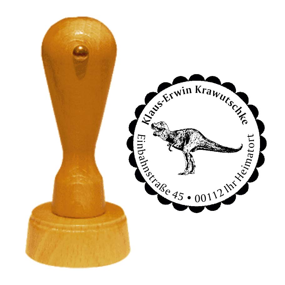 Adressenstempel « TYRANNOSAURUS 01 » mit persönlichem Wunschtext