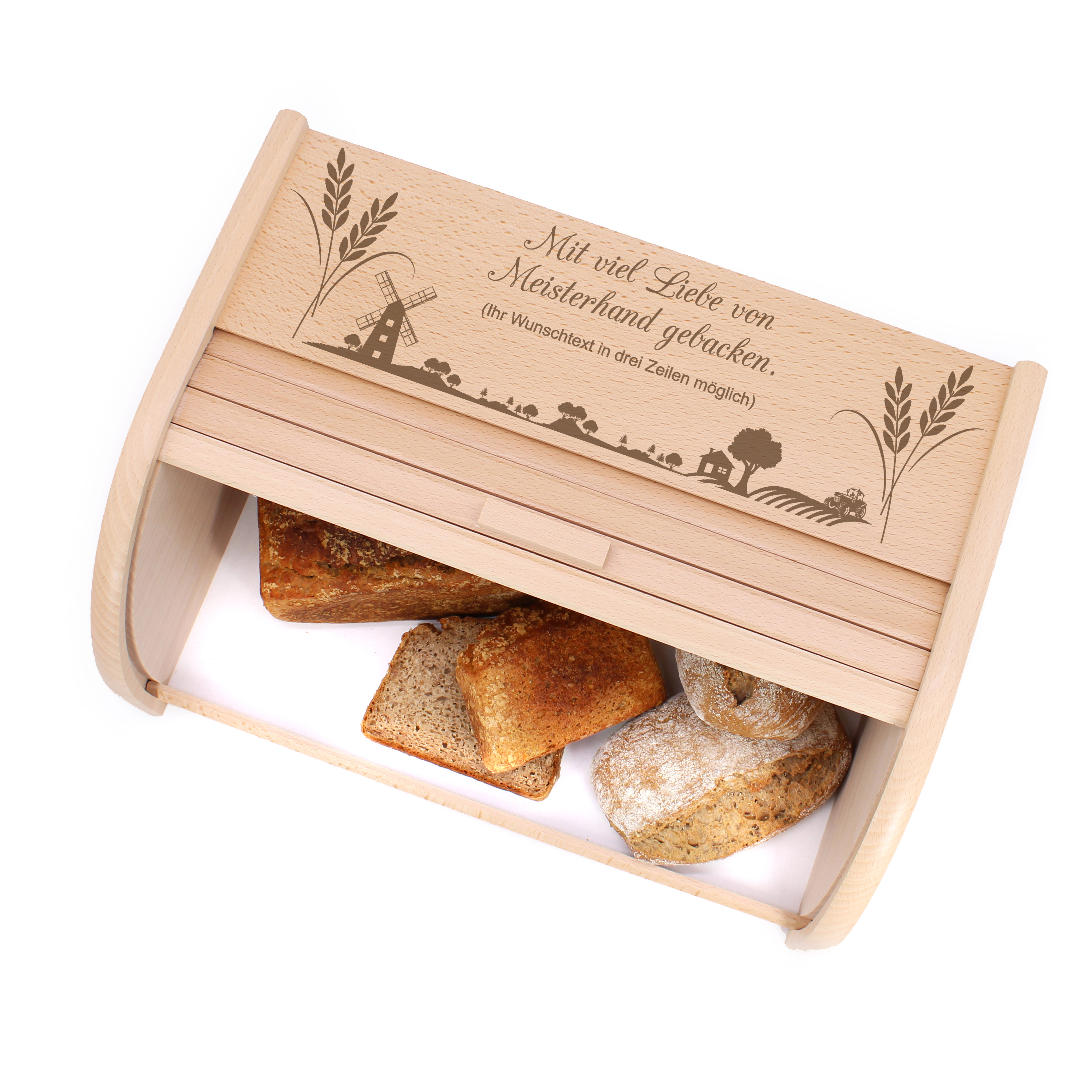 Brotkasten Holz WUNSCHTEXT zum Brot aufbewahren Rollbrotkasten Brotaufbewahrung Brotbox