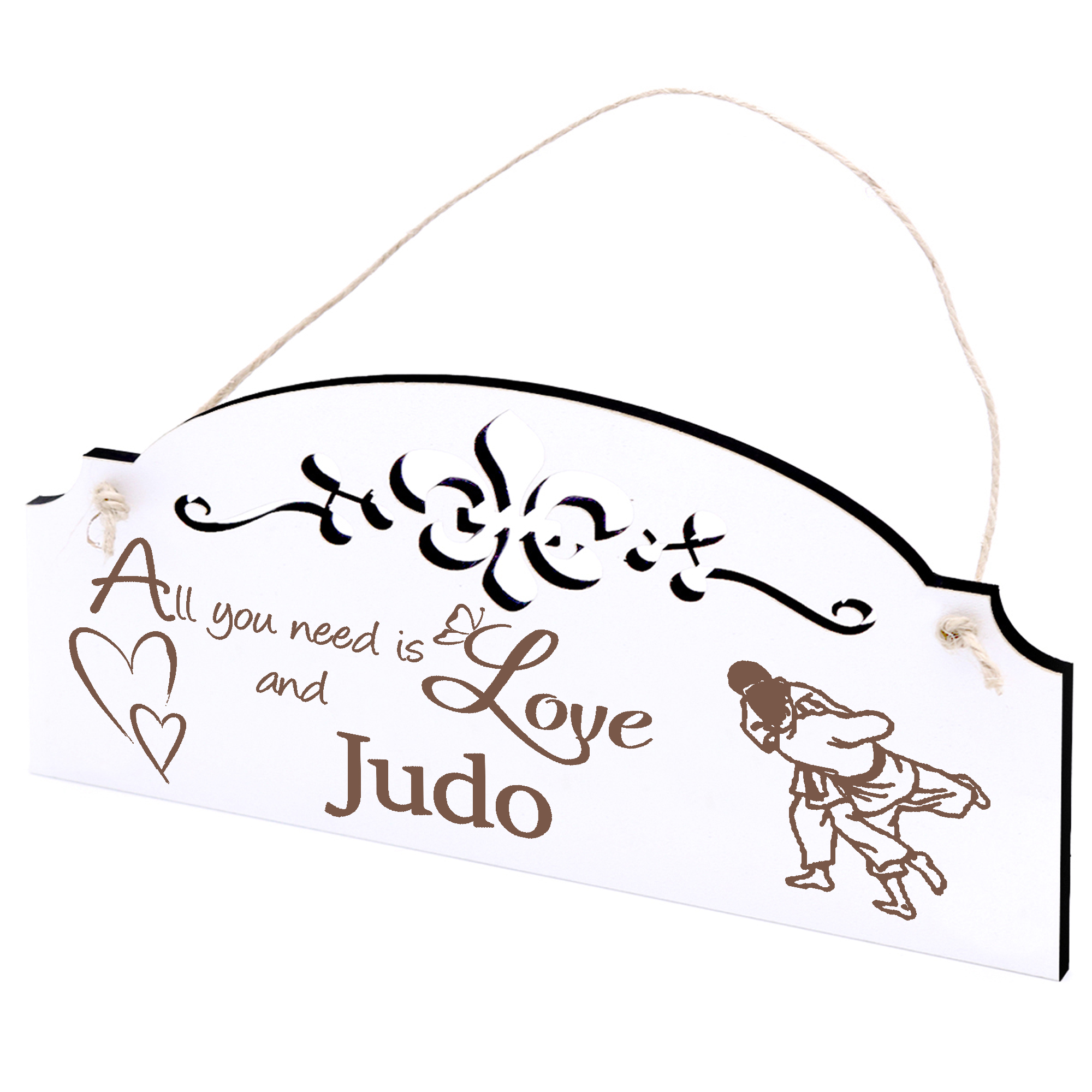 Schild Judo Deko 20x10cm - All you need is Love and Judo - Holz