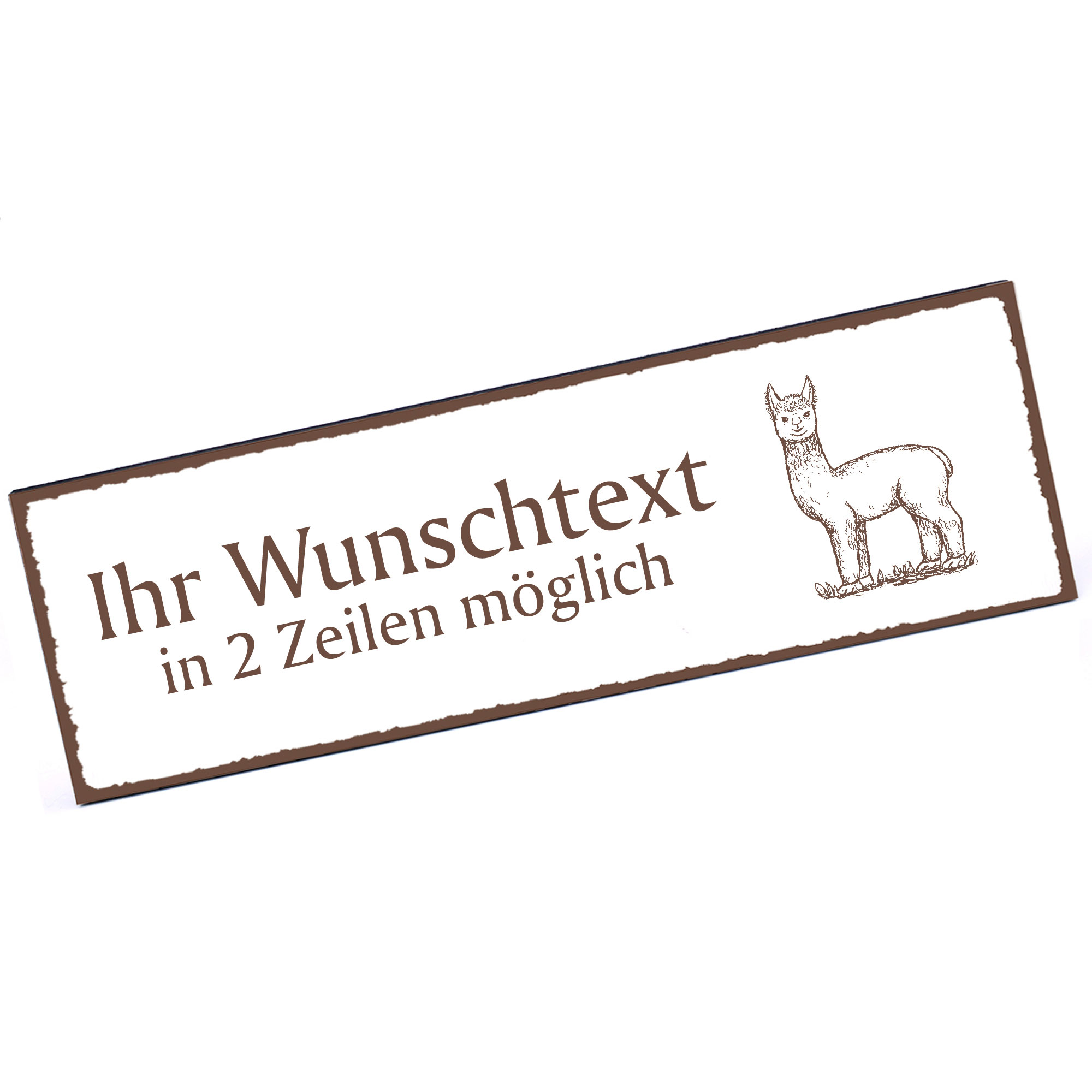 Türschild Alpaka Lama  Namensschild personalisiert mit Gravur - 150mm x 50mm - selbstklebend