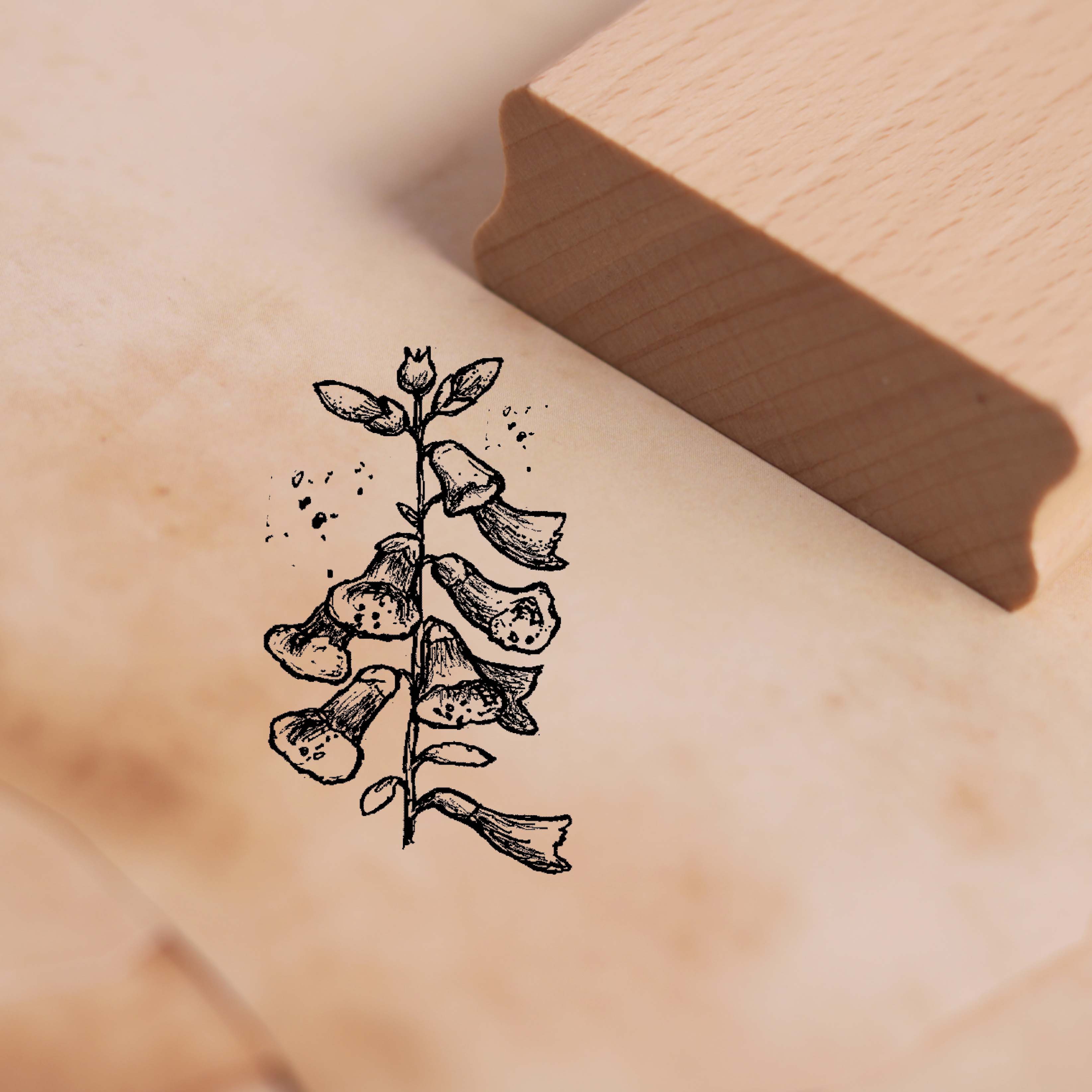 Motivstempel Fingerhut - Pflanze Stempel Holzstempel 28 x 48 mm