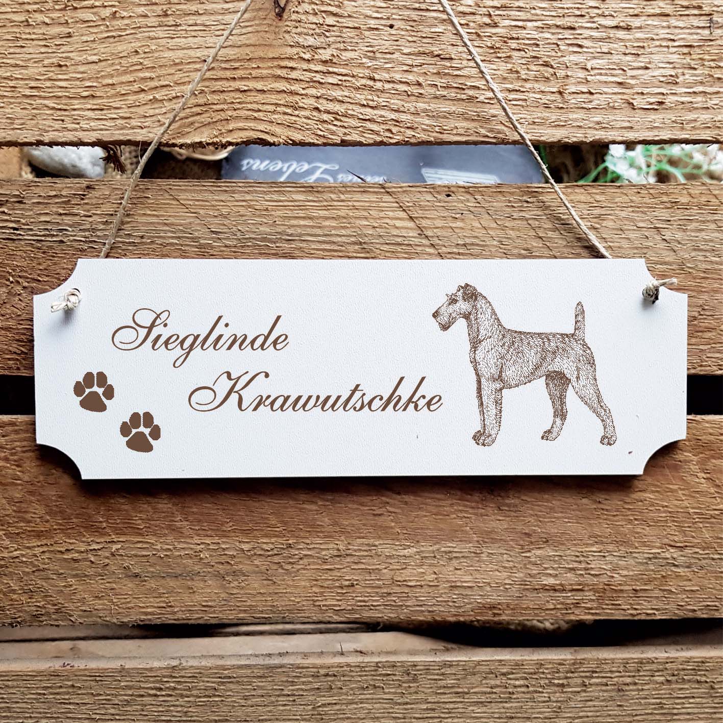 Schild « Irish Terrier » Namensschild Türschild zum Anhängen - 20 x 6,7 cm