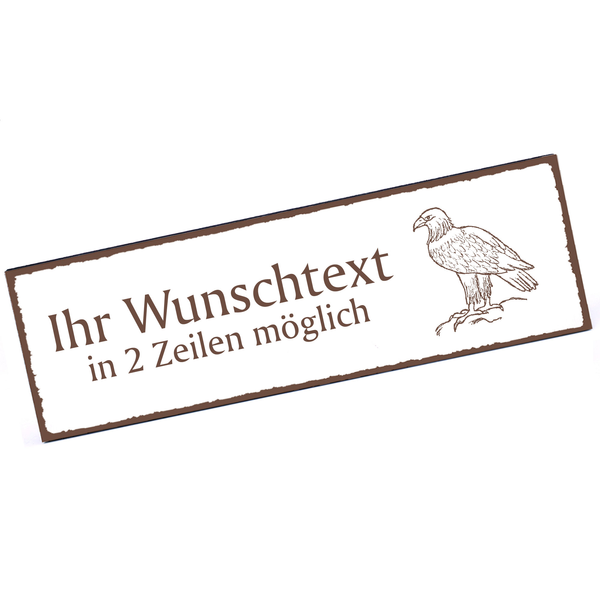 Türschild Seeadler  Namensschild personalisiert mit Gravur - 150mm x 50mm - selbstklebend