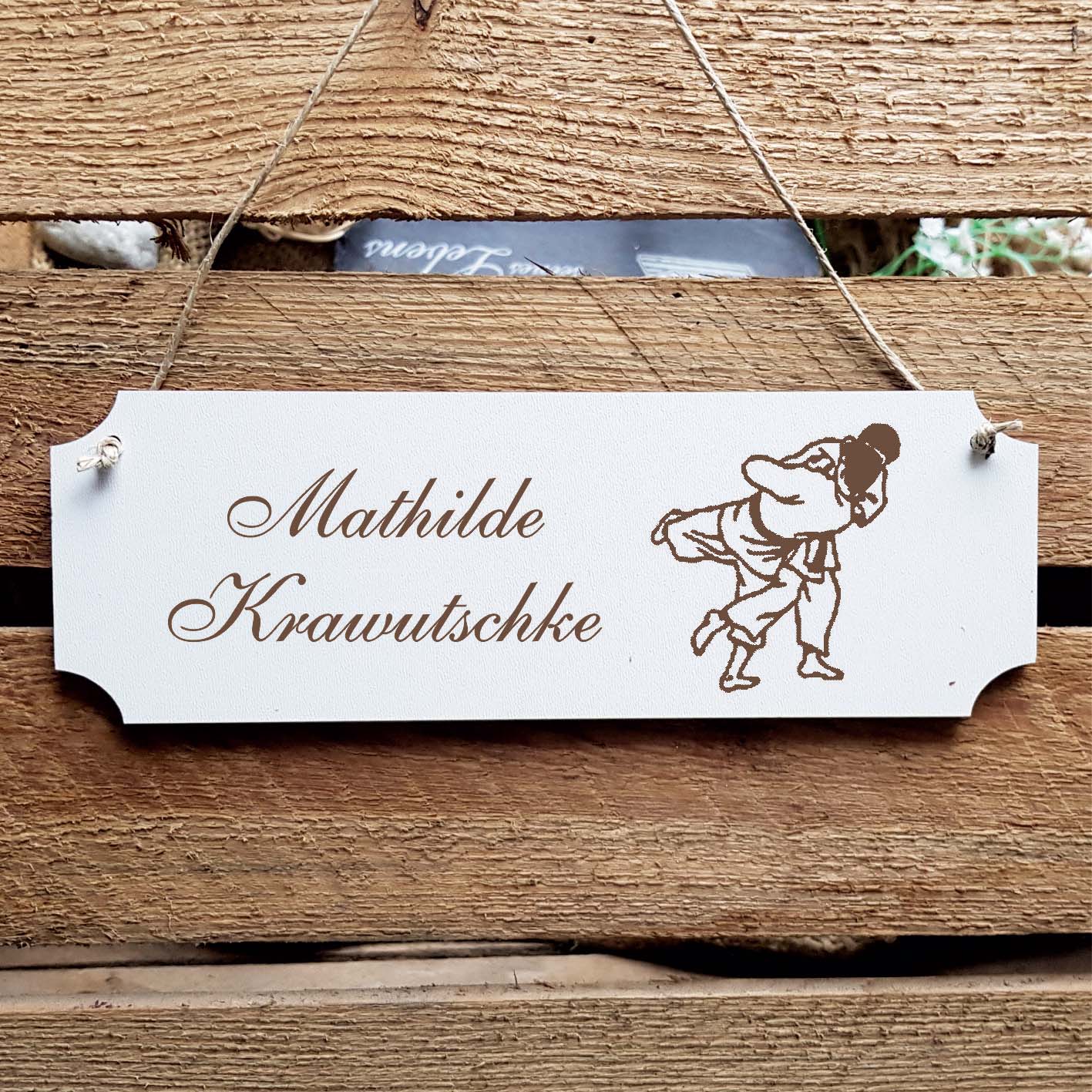 Schild « Judo Karate » Namensschild Türschild zum Anhängen - 20 x 6,7 cm
