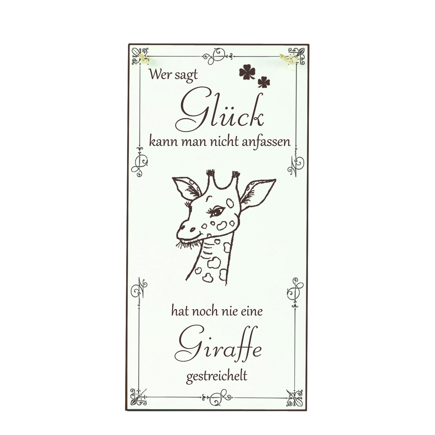 Schild Giraffe Glück kann man streicheln Spruch - Vintage Dekoschild Tiere Türschild  10 x 20 cm