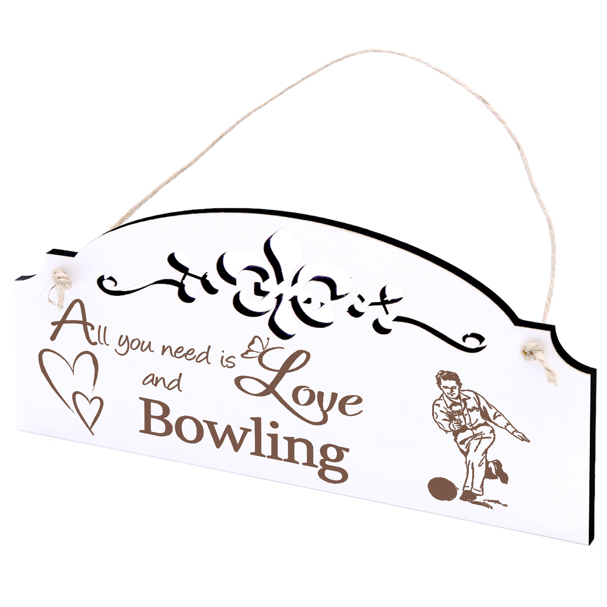 Schild Bowling Deko 20x10cm - All you need is Love and Bowling - Holz