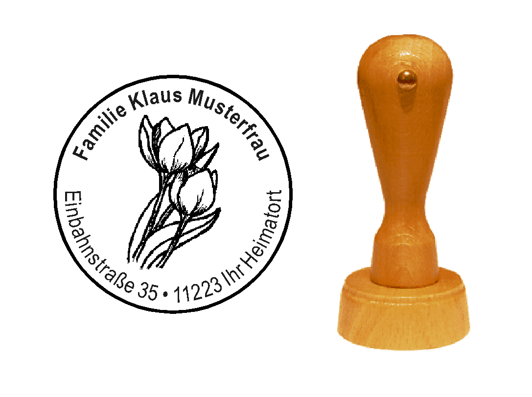 « Tulpe » Holzstempel mit persönlichem Wunschtext