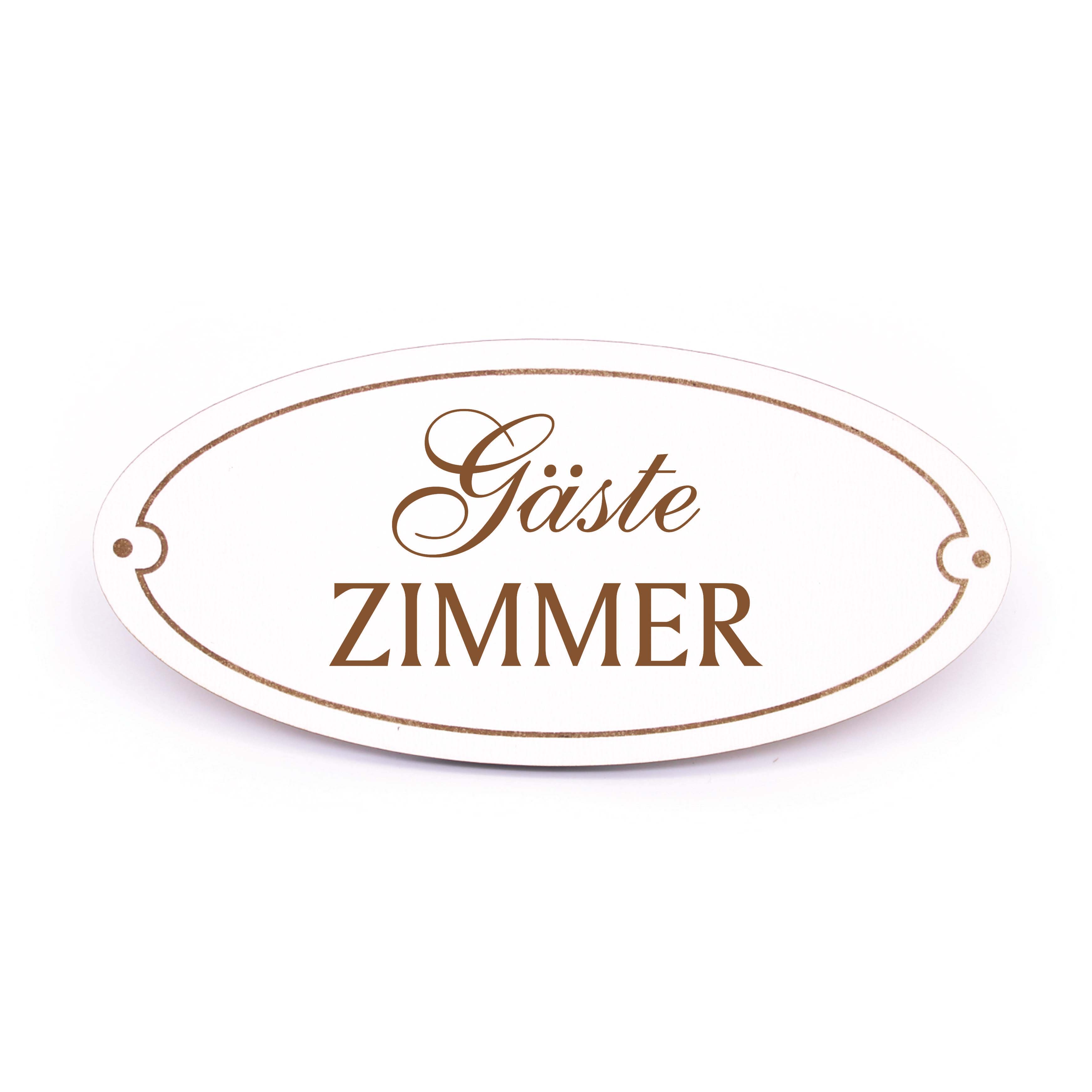 Türschild Gäste Zimmer - Schild oval Gästezimmer Gast Holzschild graviert selbstklebend 15 x 7 cm