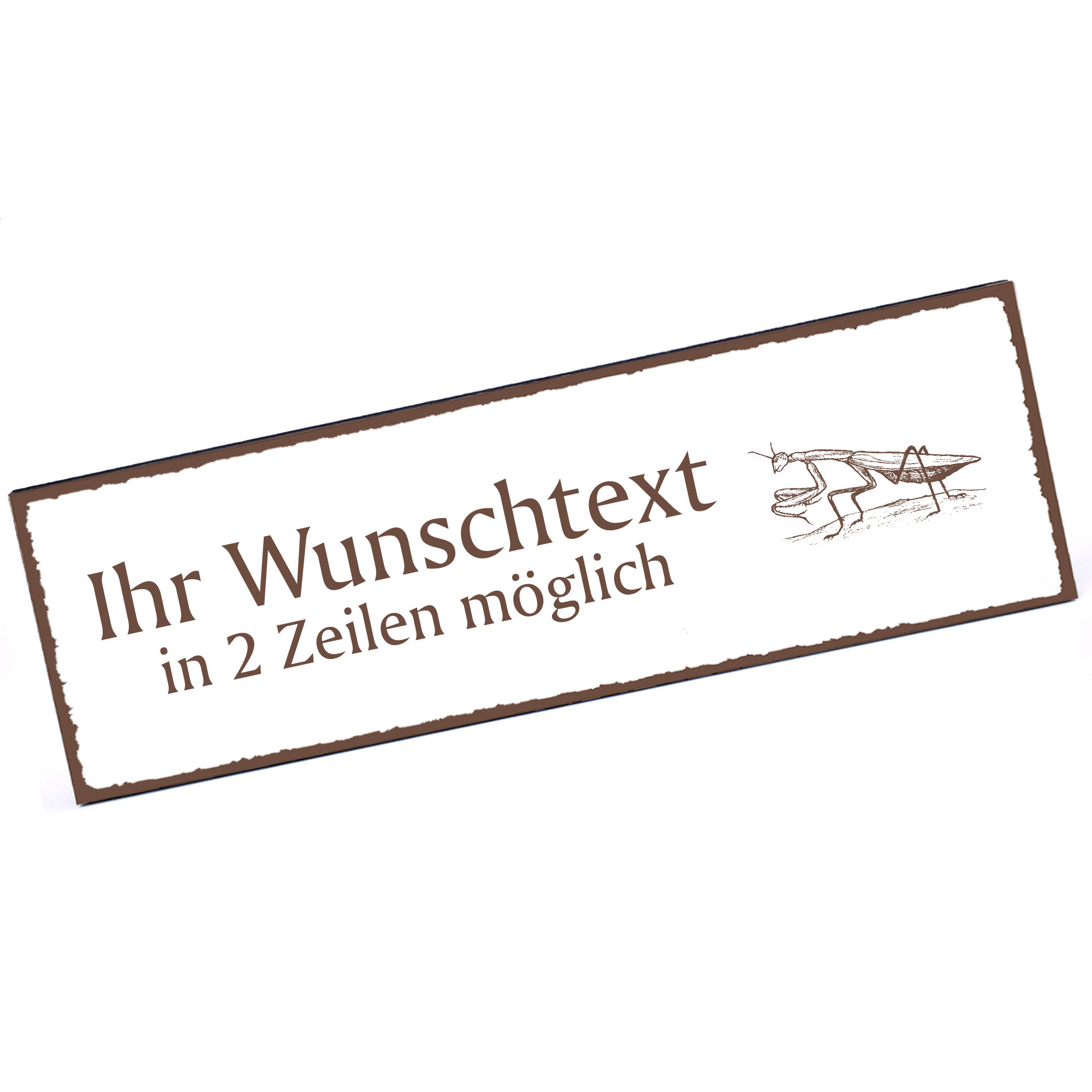 Türschild Gottesanbeterin  Namensschild personalisiert mit Gravur - 150mm x 50mm - selbstklebend