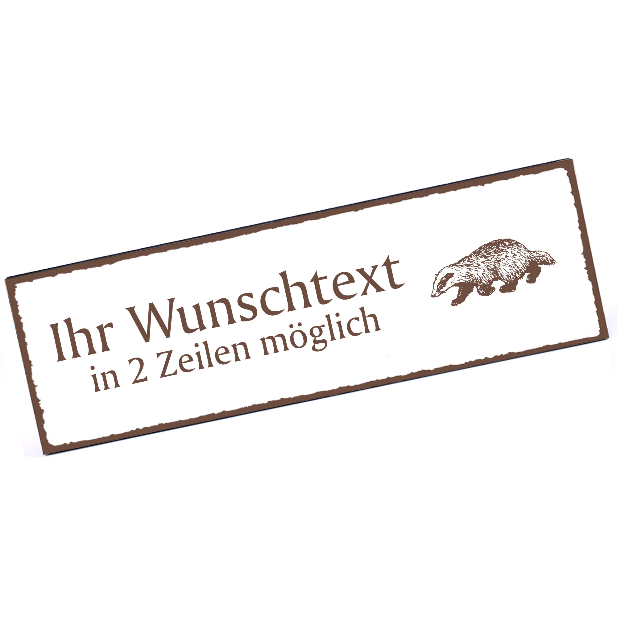 Türschild Dachs  Namensschild personalisiert mit Gravur - 150mm x 50mm - selbstklebend