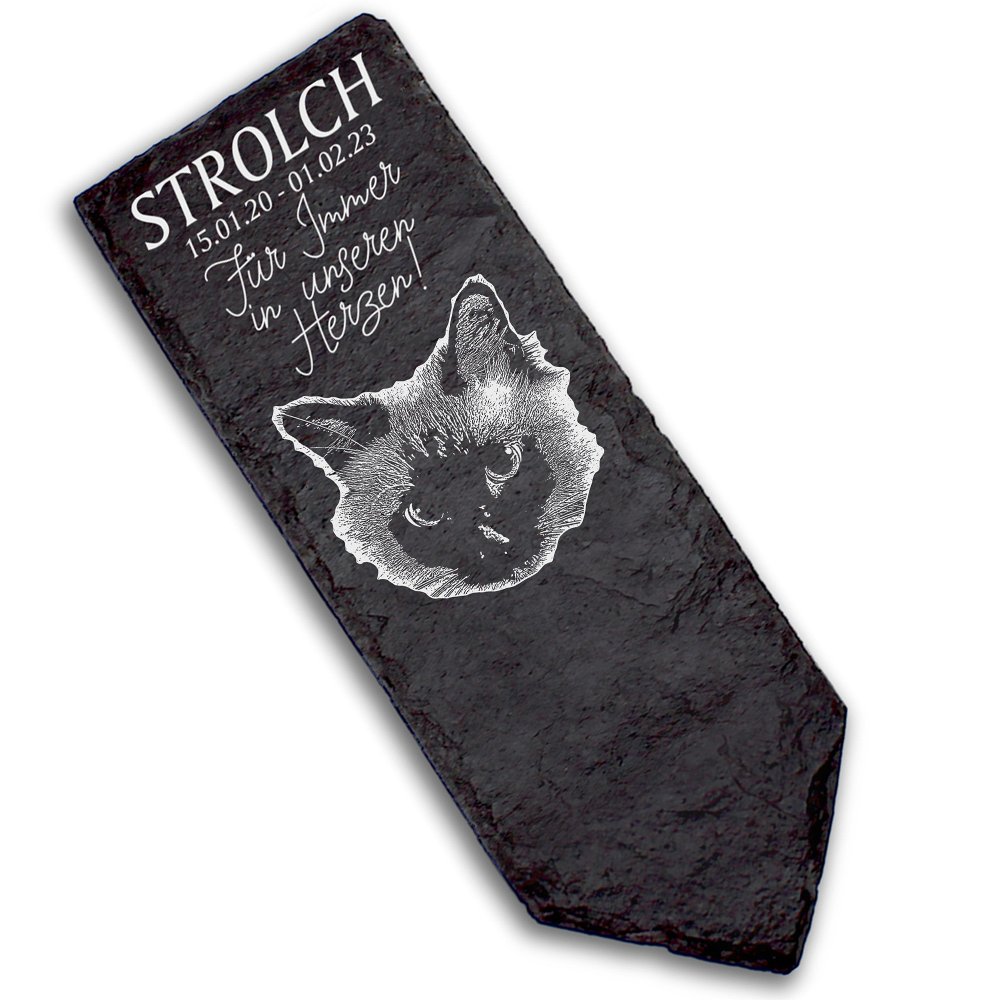 Grabstecker Grabschmuck Grabstein - Balinese Katze - Personalisiert Grab Deko 8 x 22 cm Grabdekorati