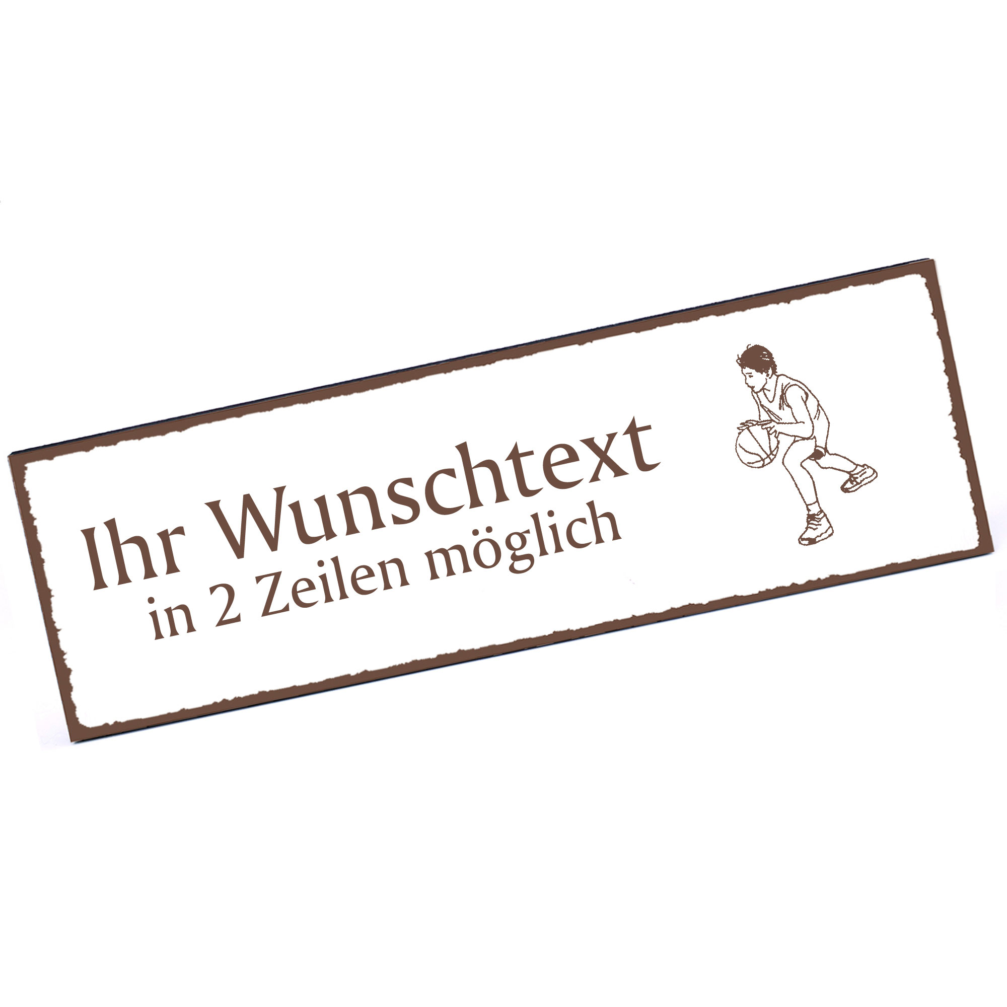 Türschild Basketball  Namensschild personalisiert mit Gravur - 150mm x 50mm - selbstklebend