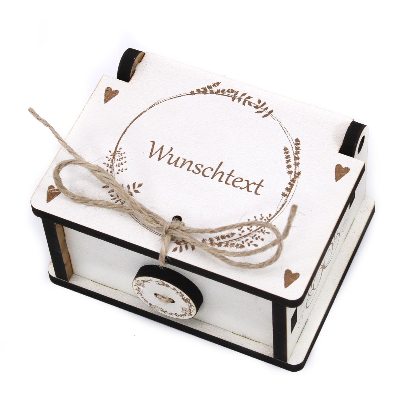 Holzkiste Geldgeschenk Vintage Kranz - personalisiert - Geschenkidee für Geld und Gutscheine