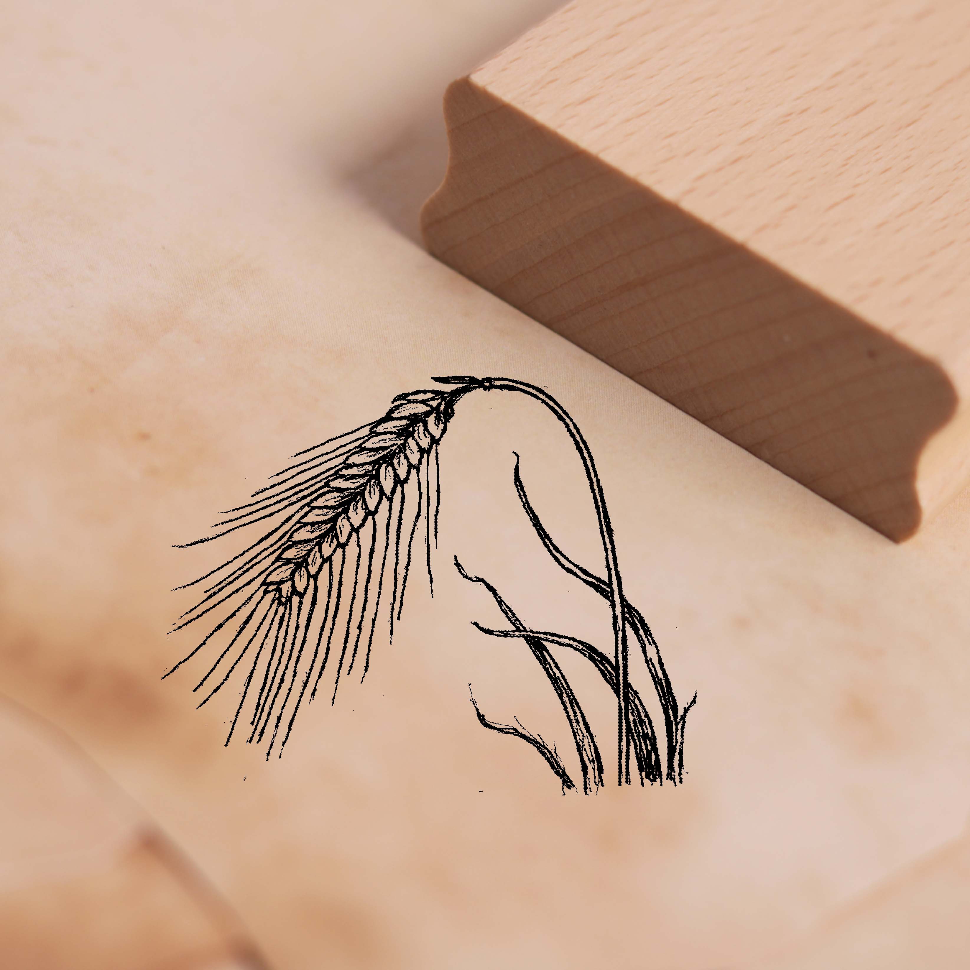 Motivstempel Gerste Ähre - Stempel Getreide Holzstempel 48 x 38 mm
