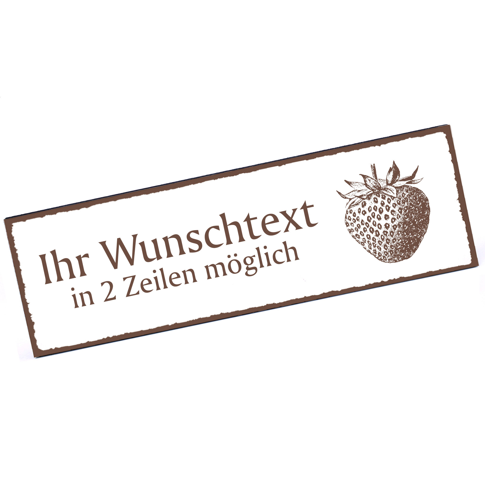Türschild Erdbeere  Namensschild personalisiert mit Gravur - 150mm x 50mm - selbstklebend
