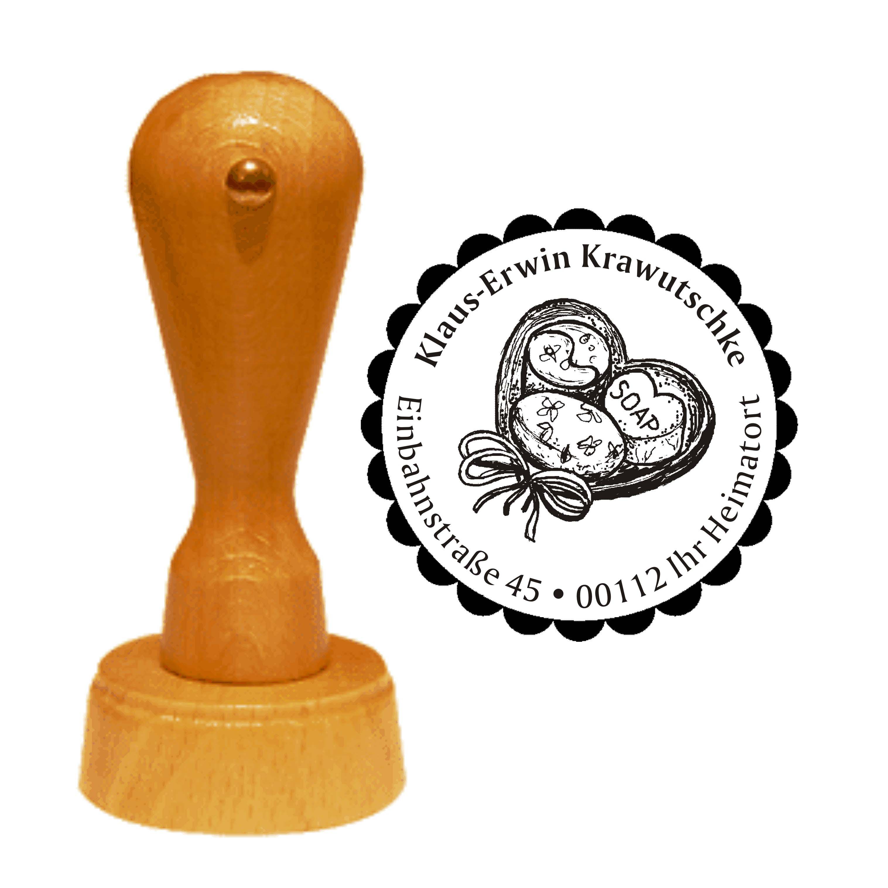 Adressenstempel « HERZSEIFE » Stempel Ø 40 mm