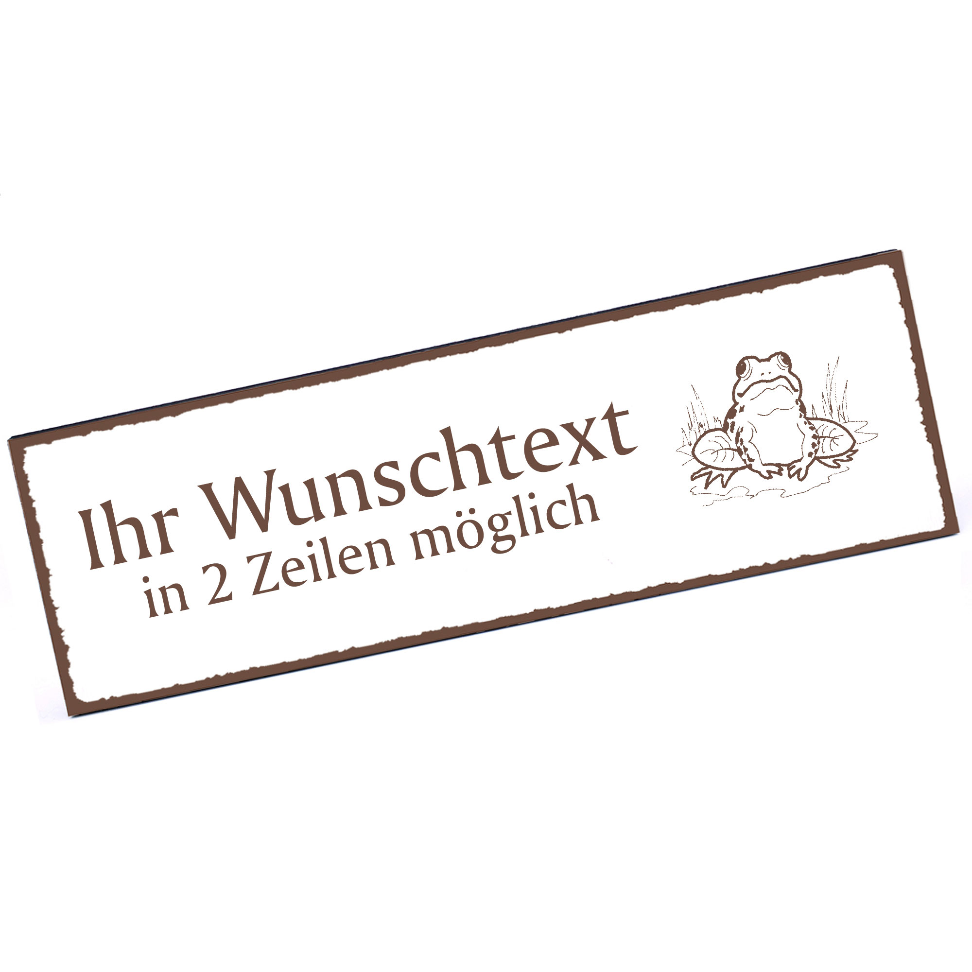Türschild Frosch  Namensschild personalisiert mit Gravur - 150mm x 50mm - selbstklebend