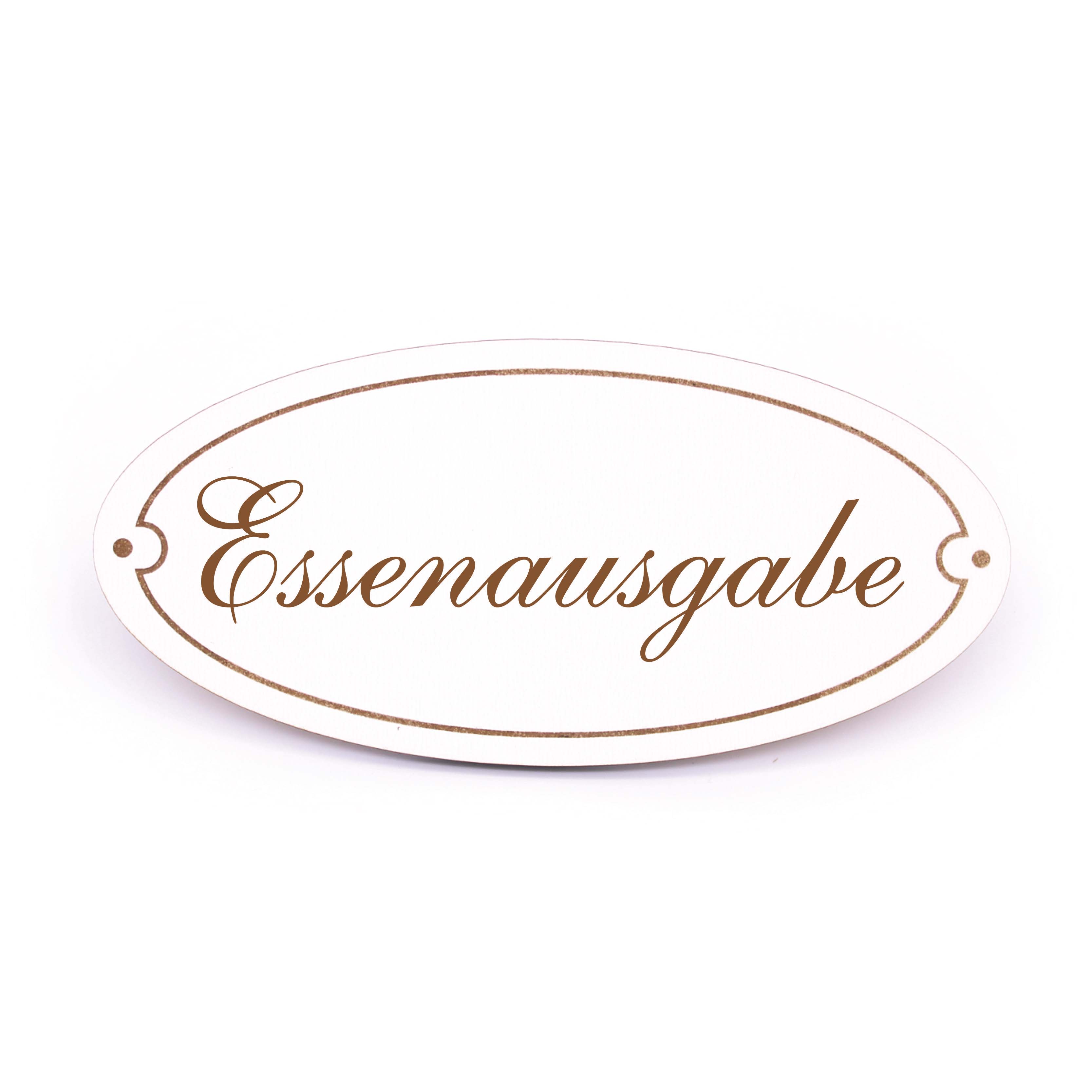 Ovales Türschild Essenausgabe - selbstklebend - 15 x 7 cm