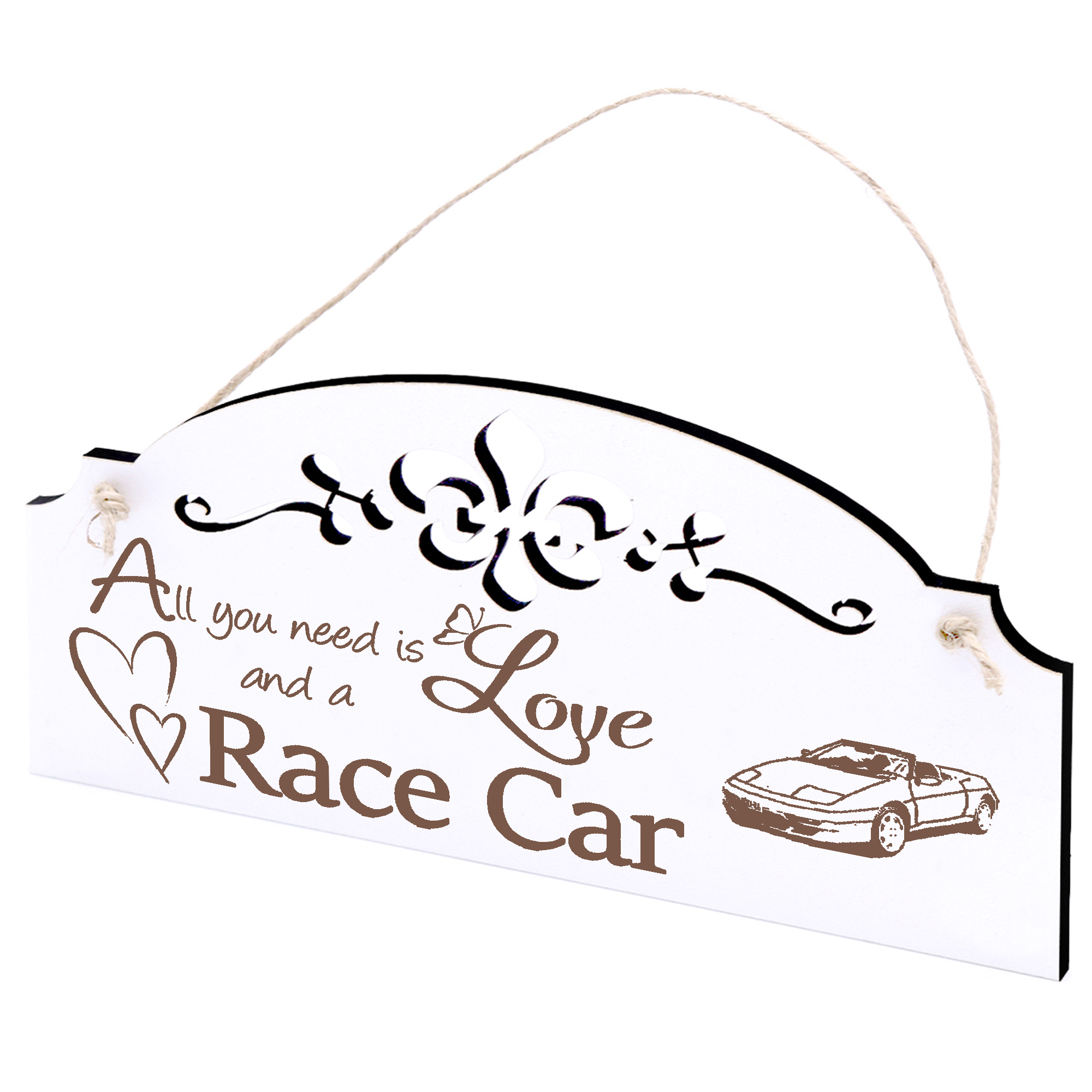 Schild Rennauto Deko 20x10cm - All you need is Love and a Race Car - Holz