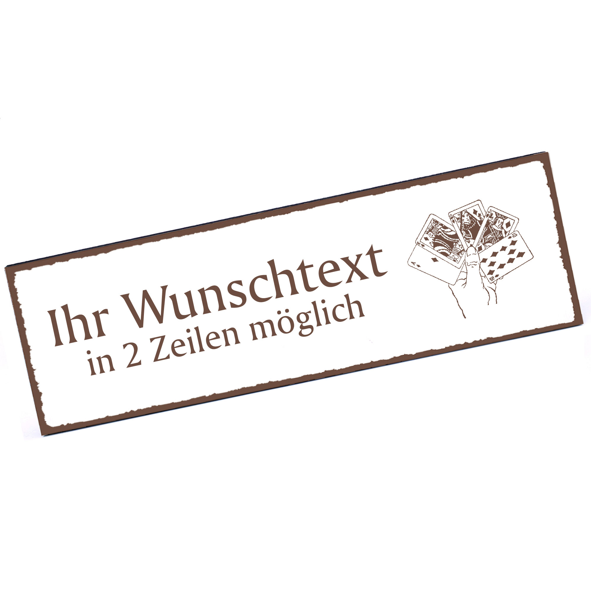 Türschild Poker  Namensschild personalisiert mit Gravur - 150mm x 50mm - selbstklebend